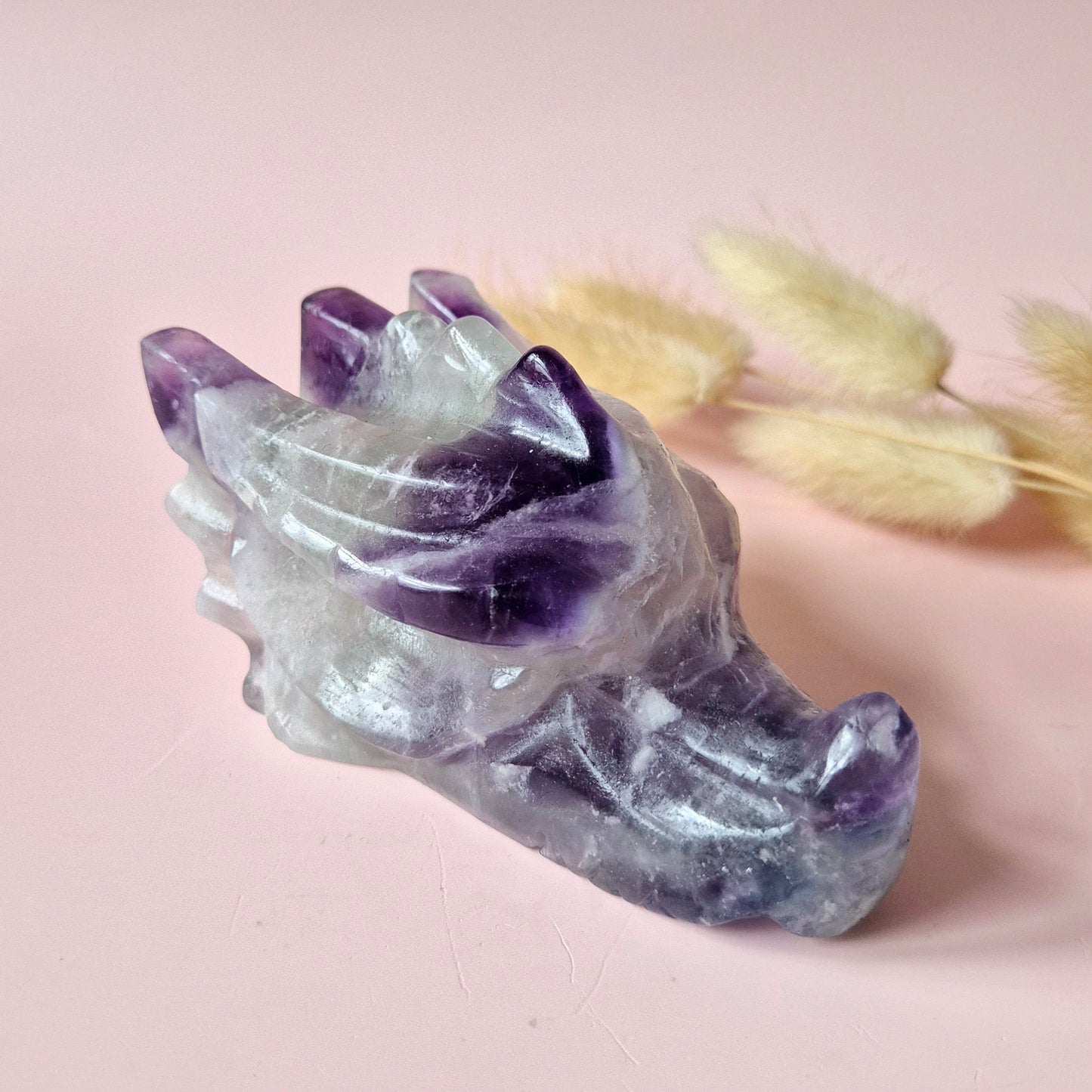 Gemstone Purple Mica Dragon Skull | Mysticism, Intuition & Powerful Protection Dragon Skull