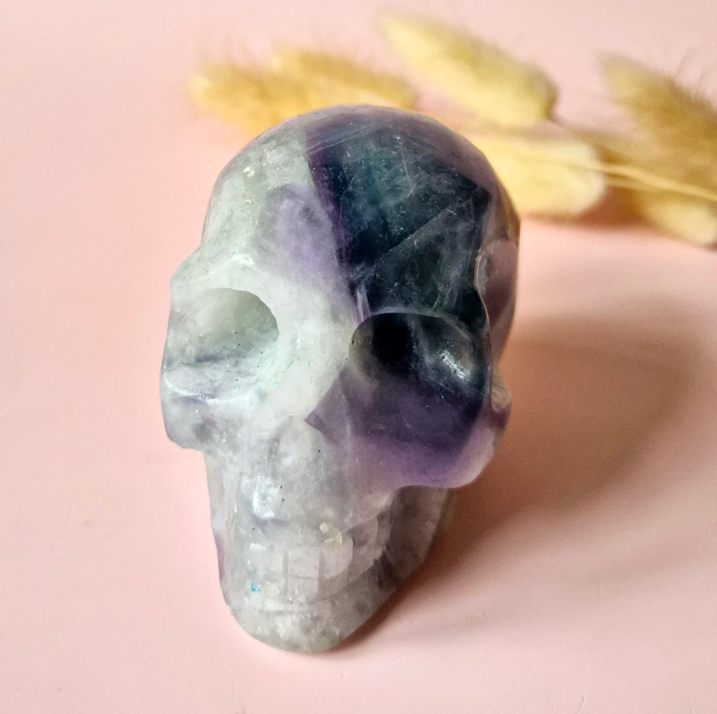 XL Edelsteen Skull Candy Fluoriet Schedel #3 | 8x5x5,5cm – 370gram