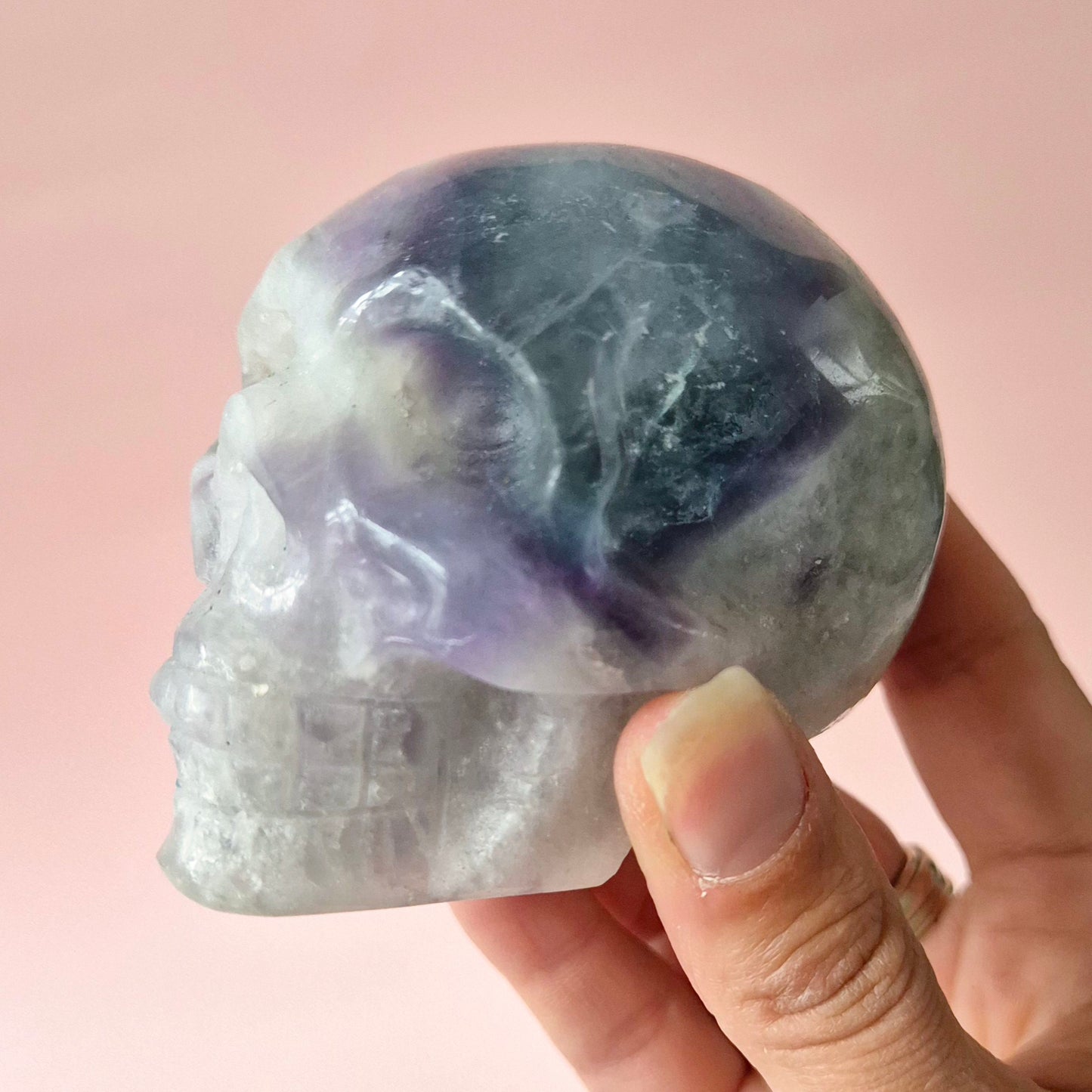 XL Edelsteen Skull Candy Fluoriet Schedel #3 | 8x5x5,5cm – 370gram