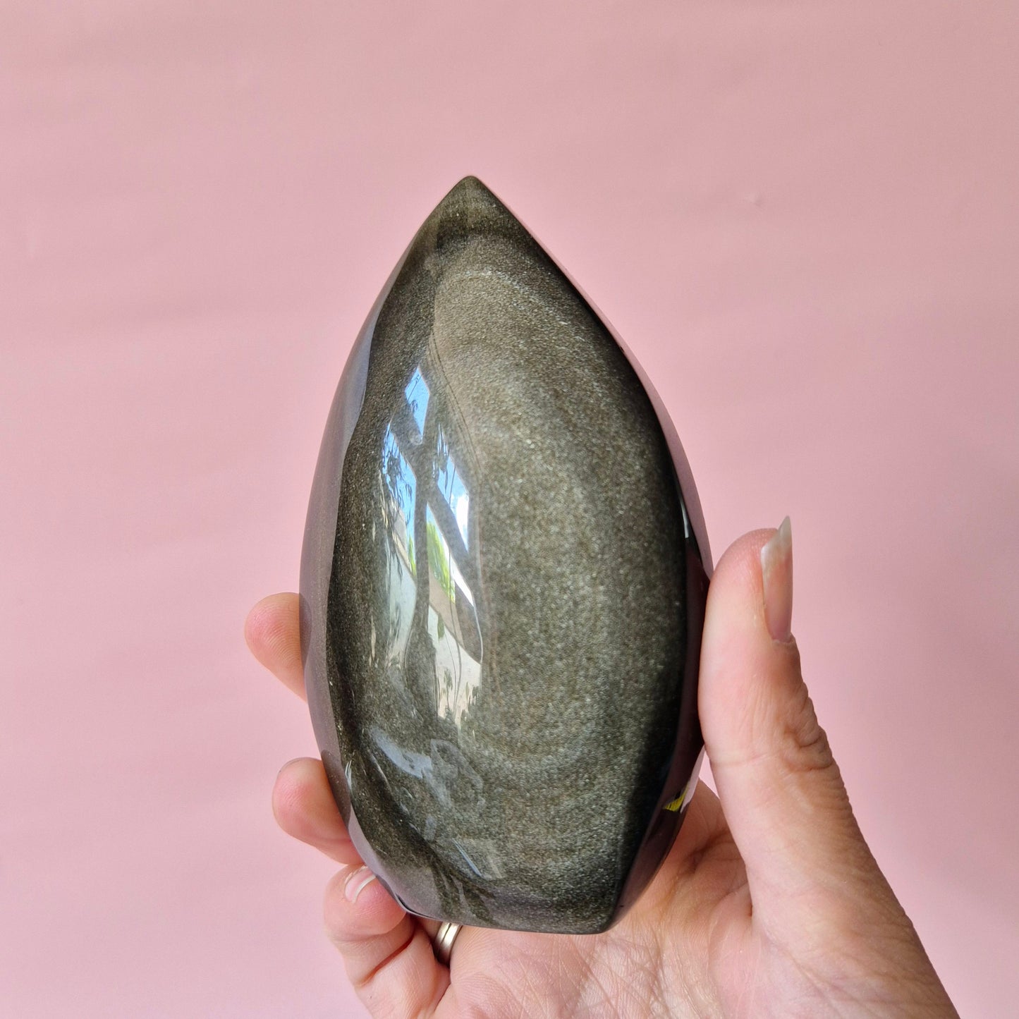 Edelsteen Golden Obsidian Flame – Kracht, Inzicht & Bescherming (8–10 cm)