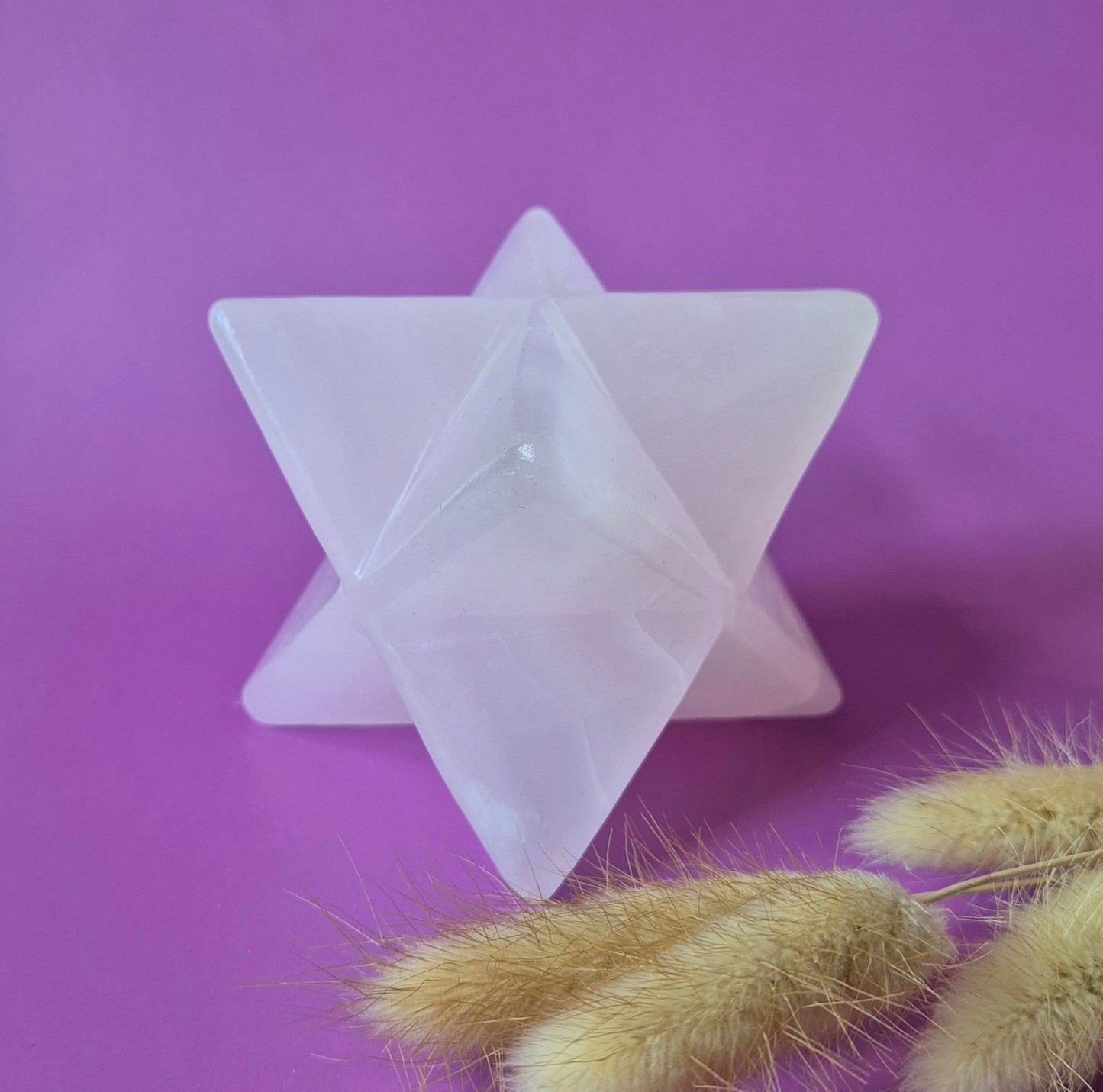 Kristallen Edelsteen XXL Roze Calciet Merkaba – 8 cm