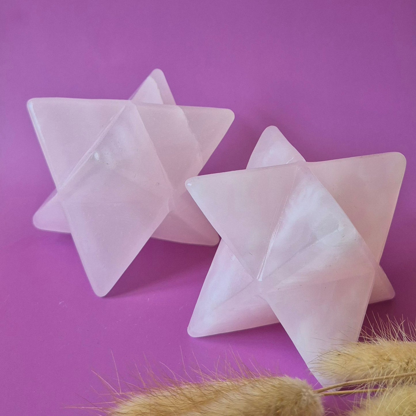 Kristallen Edelsteen XXL Roze Calciet Merkaba – 8 cm