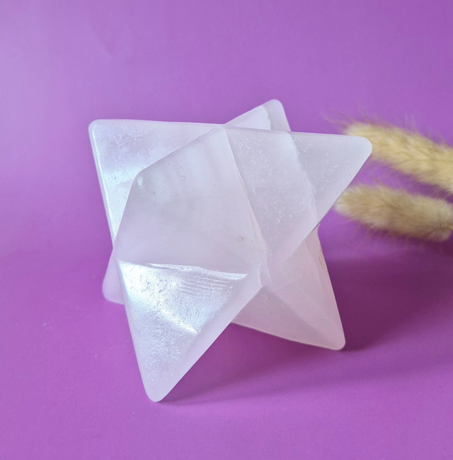 Kristallen Edelsteen XXL Roze Calciet Merkaba – 8 cm