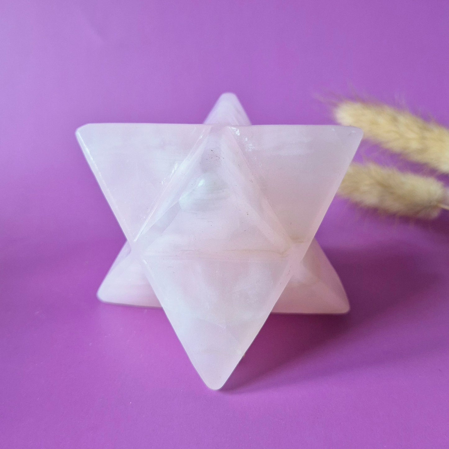 Kristallen Edelsteen XXL Roze Calciet Merkaba – 8 cm