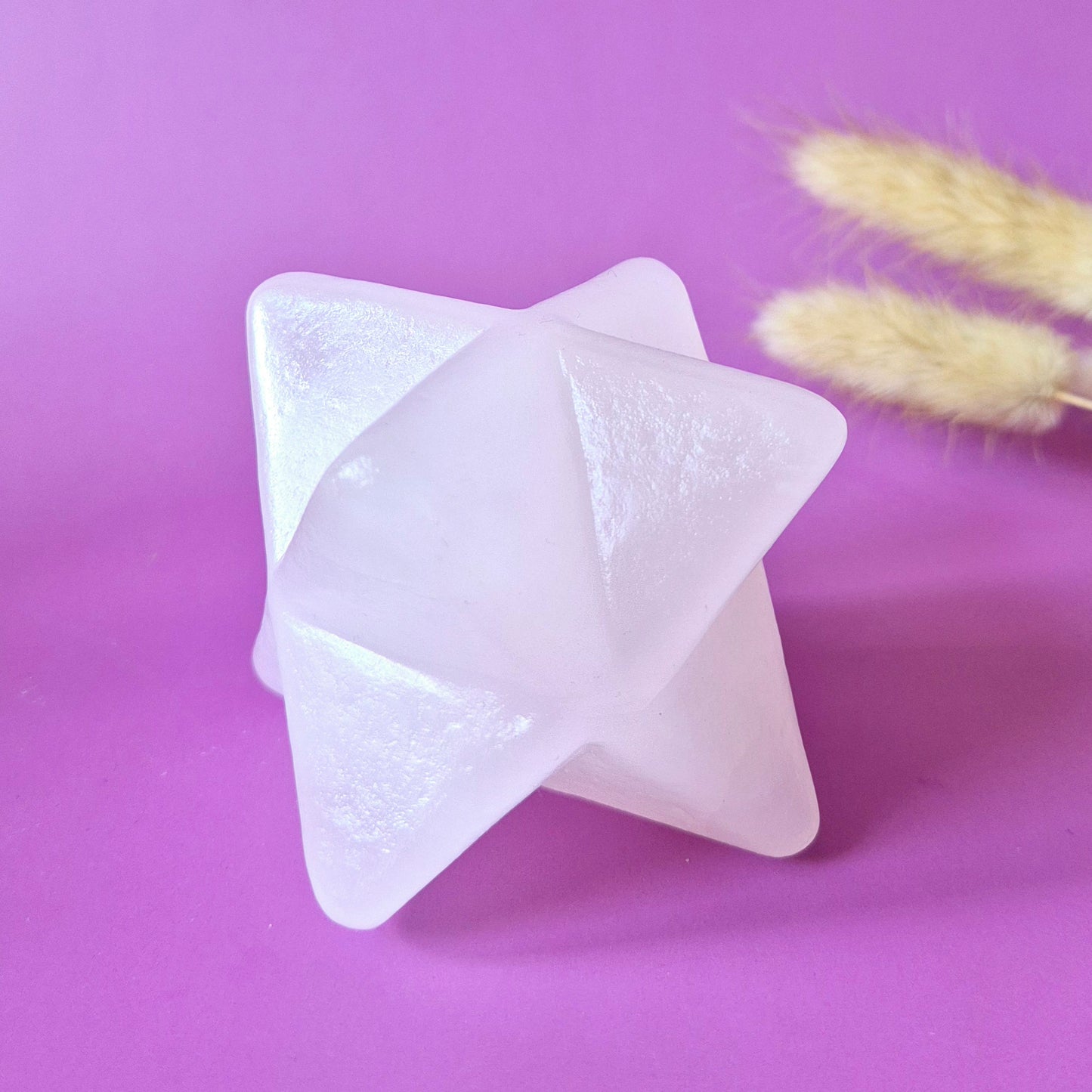 Kristallen Edelsteen XXL Roze Calciet Merkaba – 8 cm