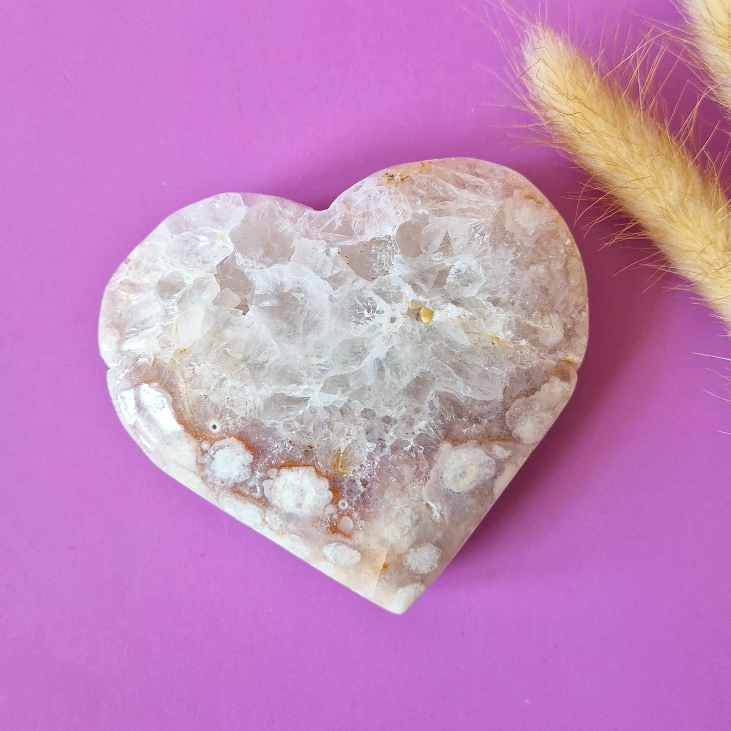 Gemstone Large Druzy Moss Agate Heart on Metal Stand – #71 190gram