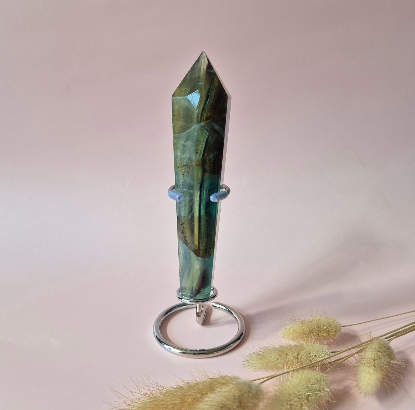 Edelsteen Groene / Blauwe Fluoriet Scepter – Edelsteen Wand (14 cm / 200g) #2