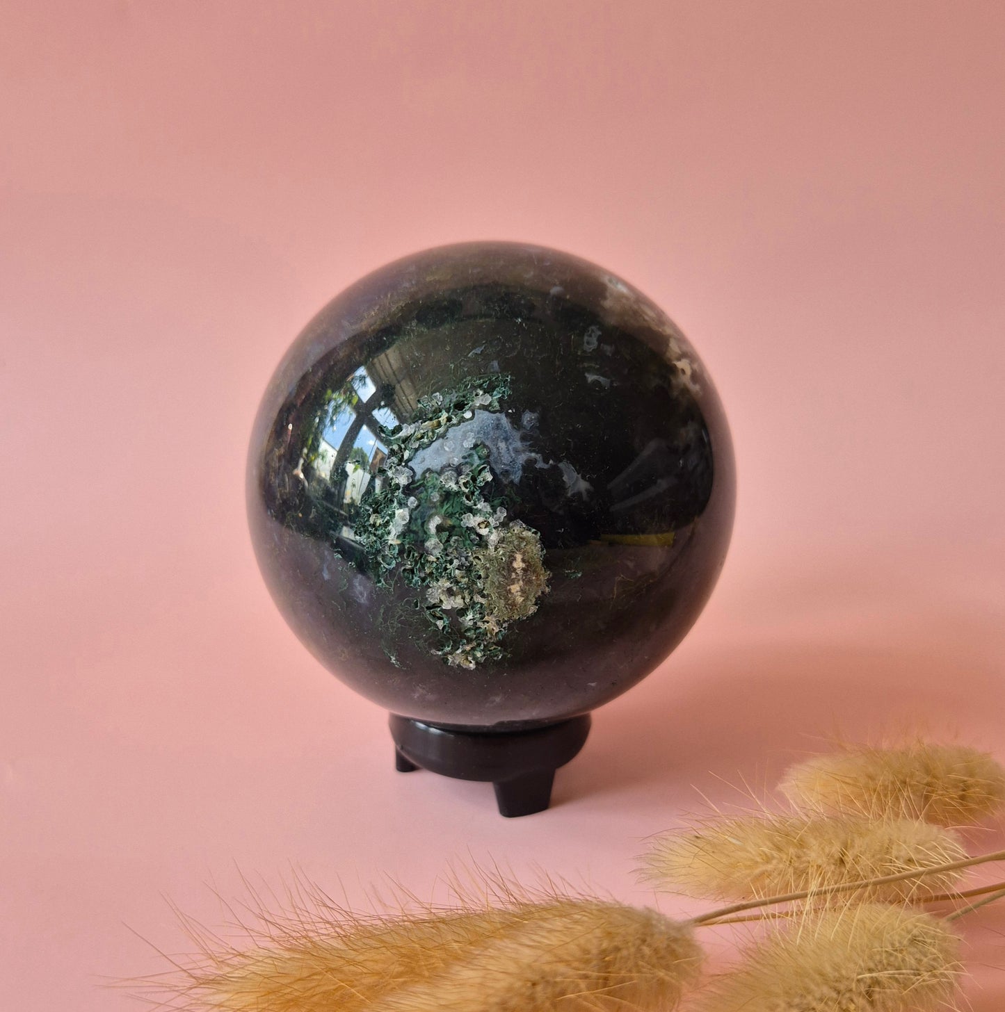 Kristall Edelstein Kugel Moosachat Druzy Kugel 90mm 880g