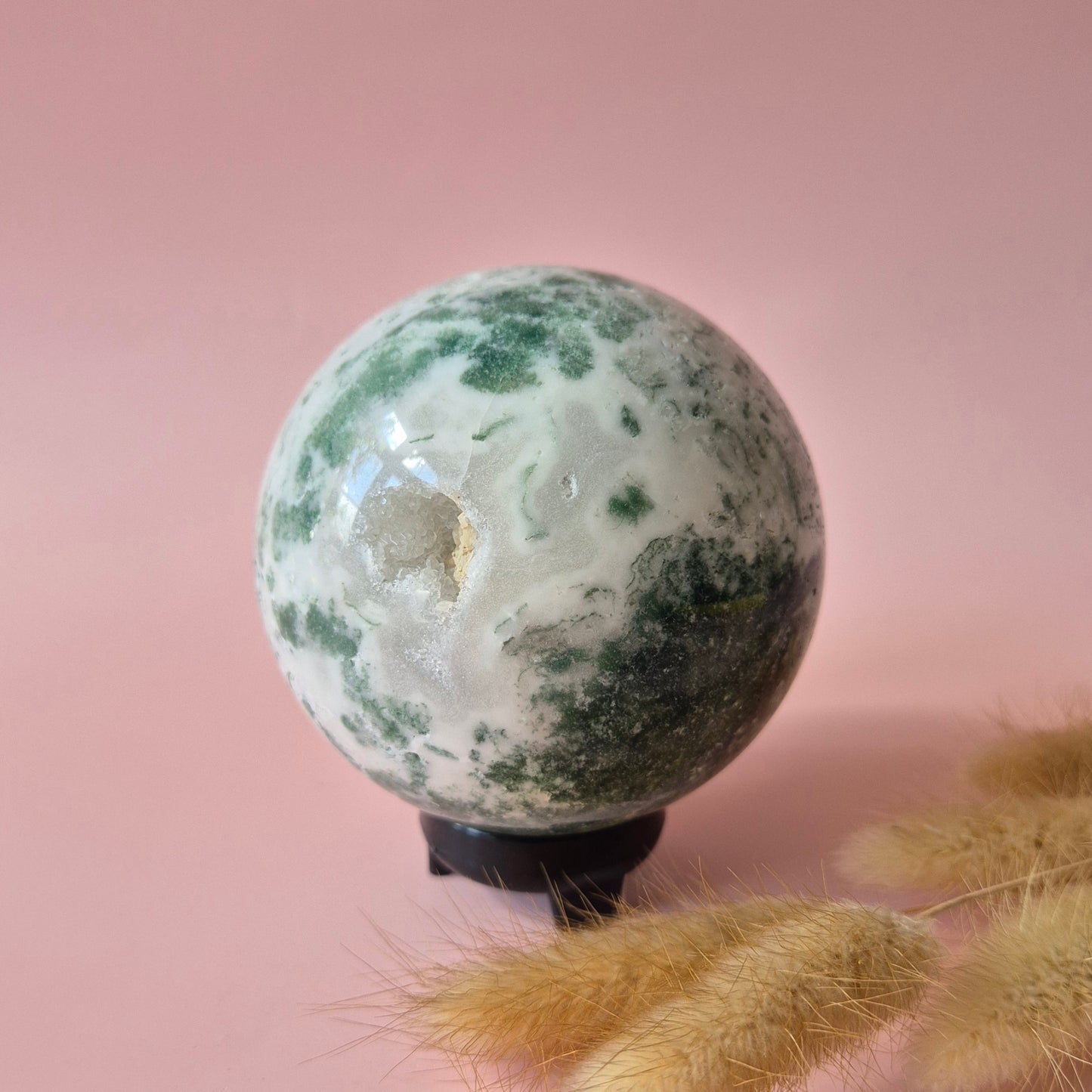 Kristall Edelstein Kugel Moosachat Druzy Kugel 82mm 700g