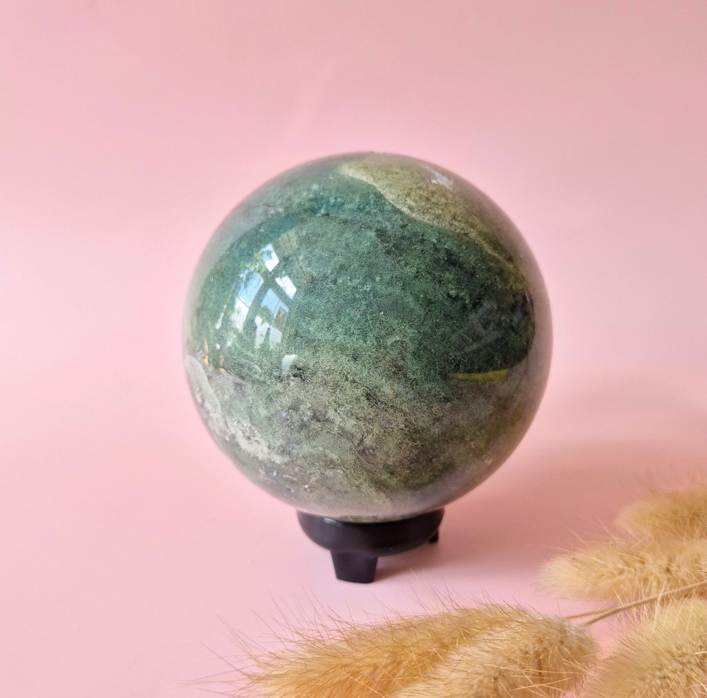Kristall Edelstein Kugel Moosachat Druzy Kugel 90mm 971g