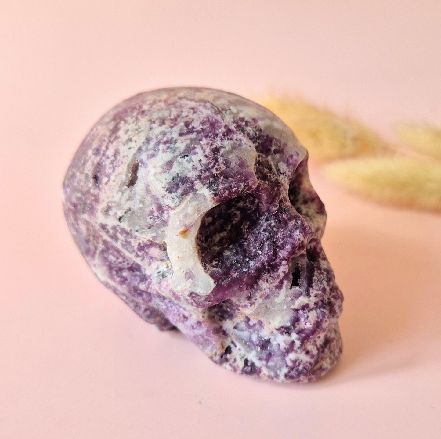 XL Edelsteen Skull Lepidoliet Schedel – #5 384 gram - Mat & Krachtig