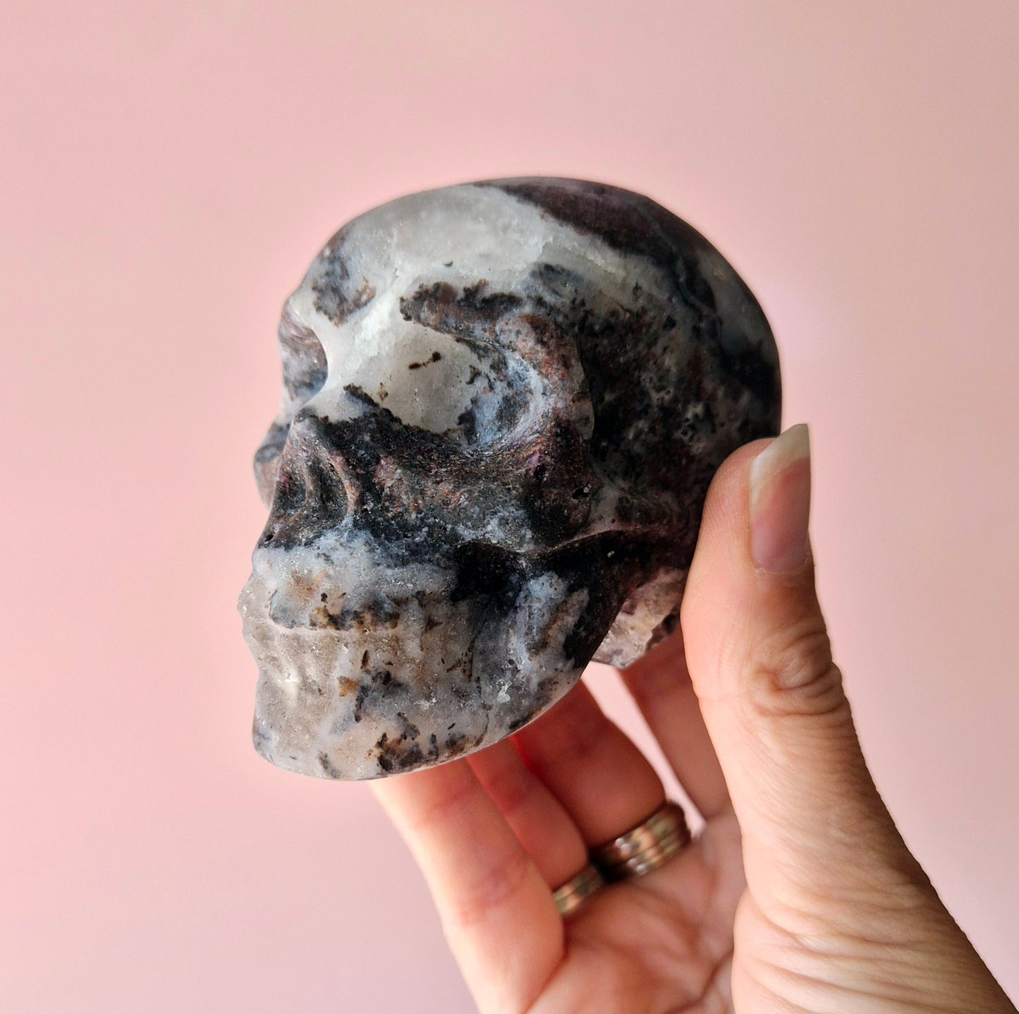 XL Edelsteen Skull Lepidoliet Schedel – #6 412 gram - Mat & Krachtig