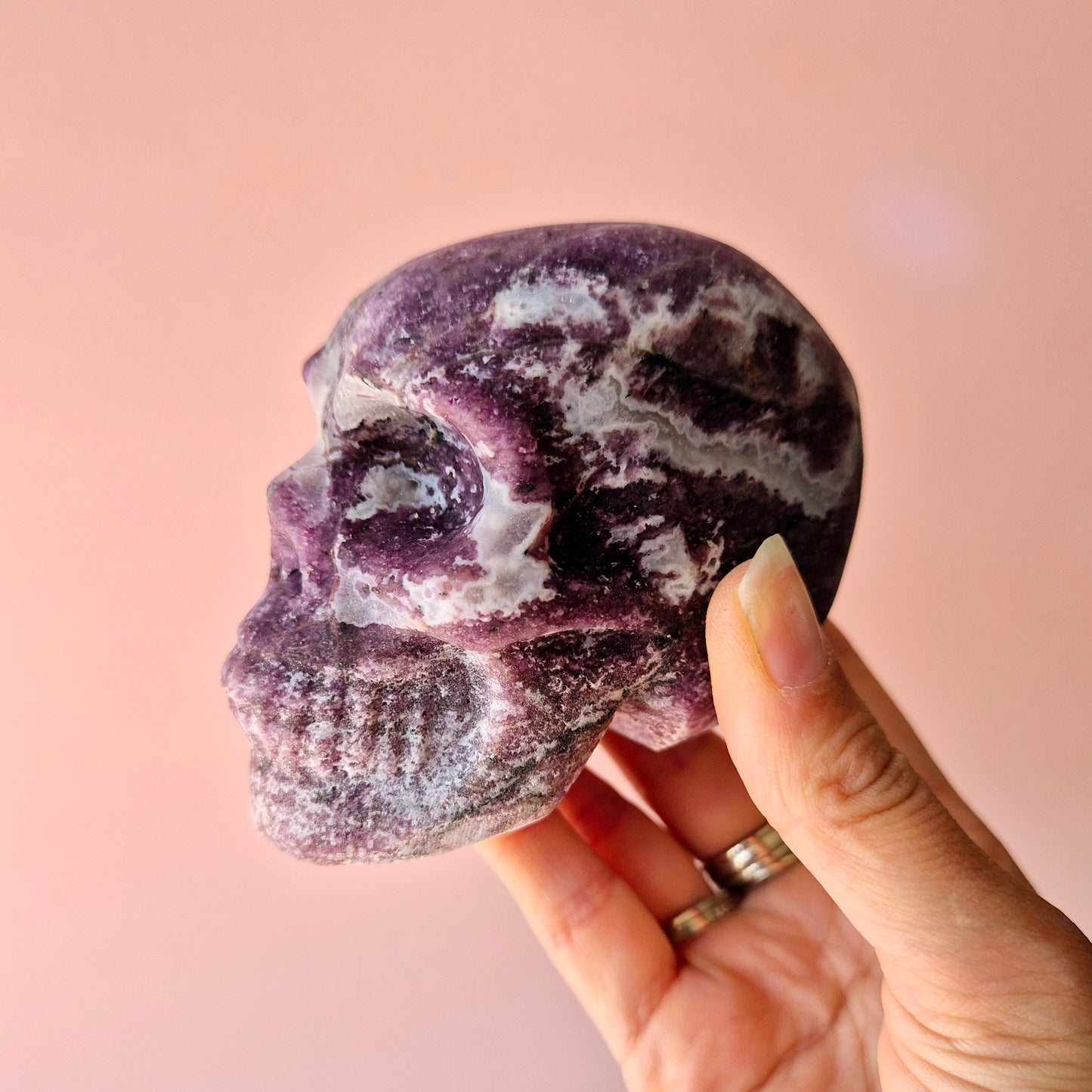 XL Edelsteen Skull Lepidoliet Schedel – #7 601 gram - Mat & Krachtig