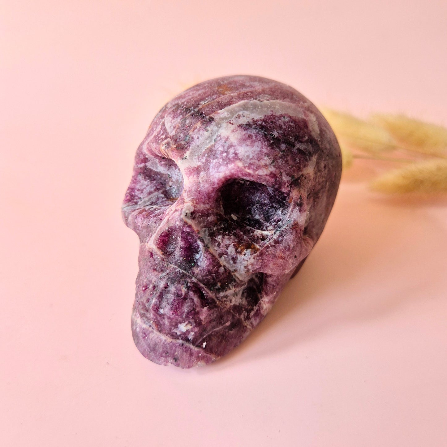 XL Edelsteen Skull Lepidoliet Schedel – #8 508gram - Mat & Krachtig