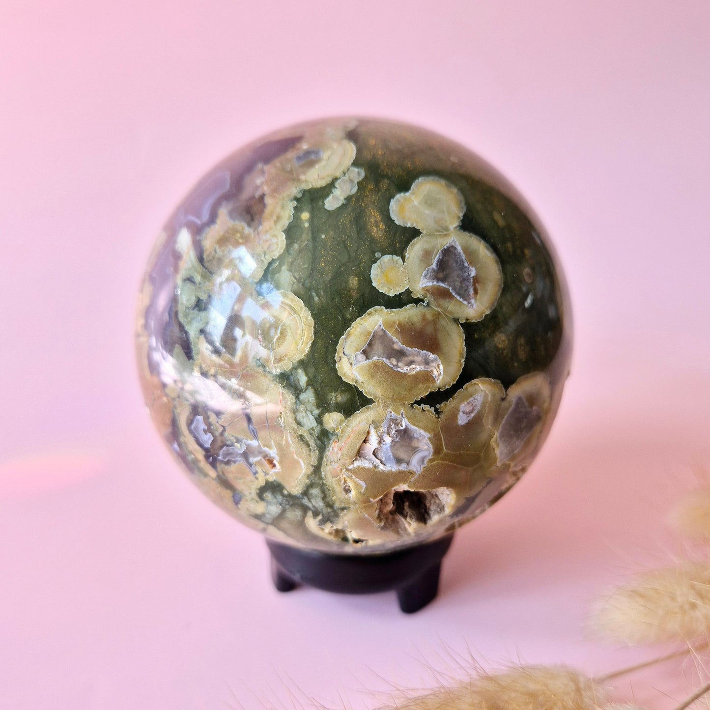 Kristall Edelstein Rhyolith Regenwald Jaspis Kugel 77mm – 586g