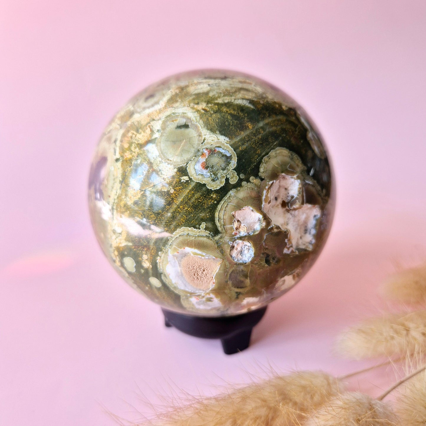 Kristall Edelstein Rhyolith Regenwald Jaspis Kugel 77mm – 586g