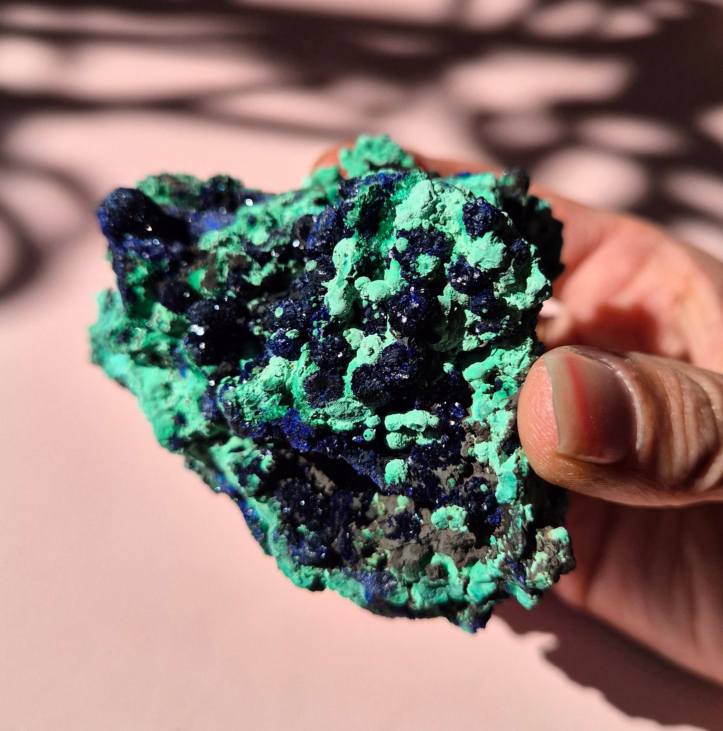 XL Druzy Zeldzame Azuriet-Malachiet Ruwe Schitterende Edelsteen #5 220gram – Sprankelende Natuurlijke Kracht