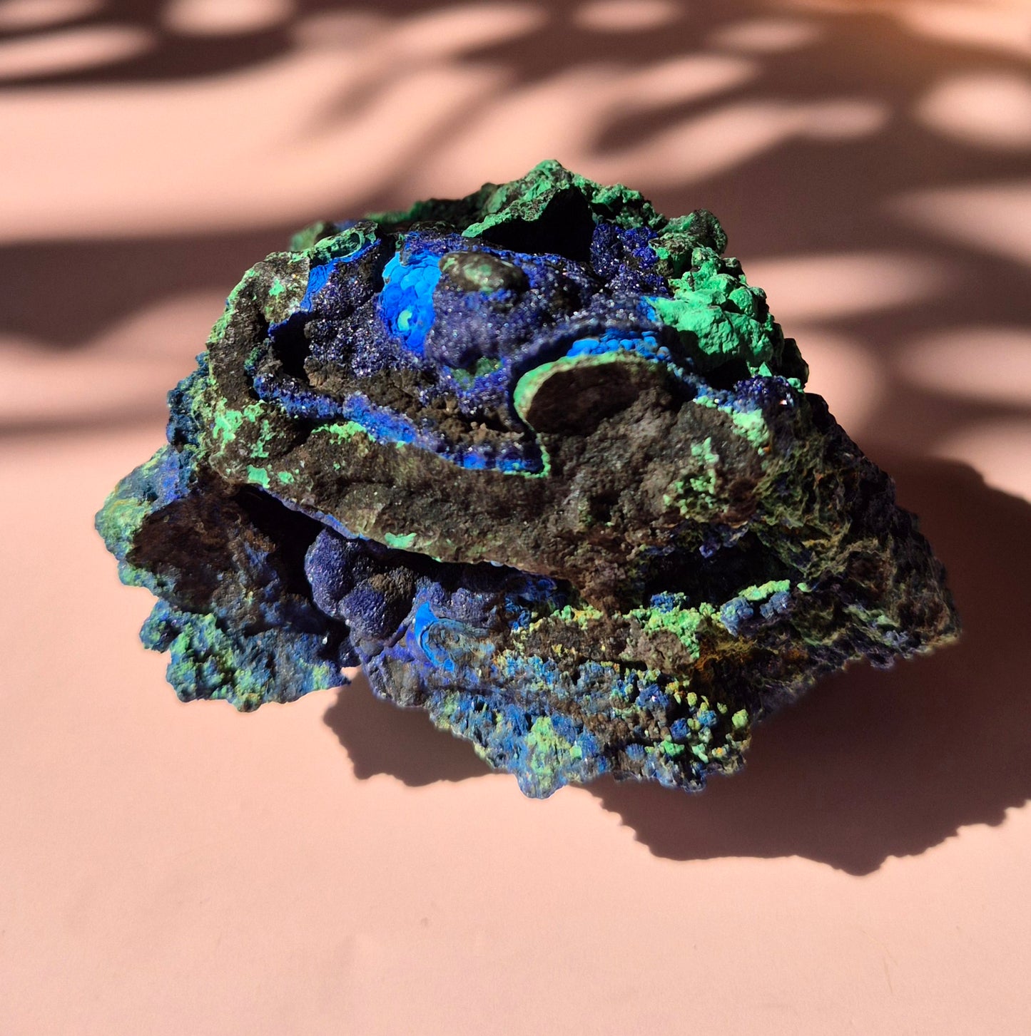 XL Druzy Zeldzame Azuriet-Malachiet Ruwe Schitterende Edelsteen #7 222gram – Sprankelende Natuurlijke Kracht