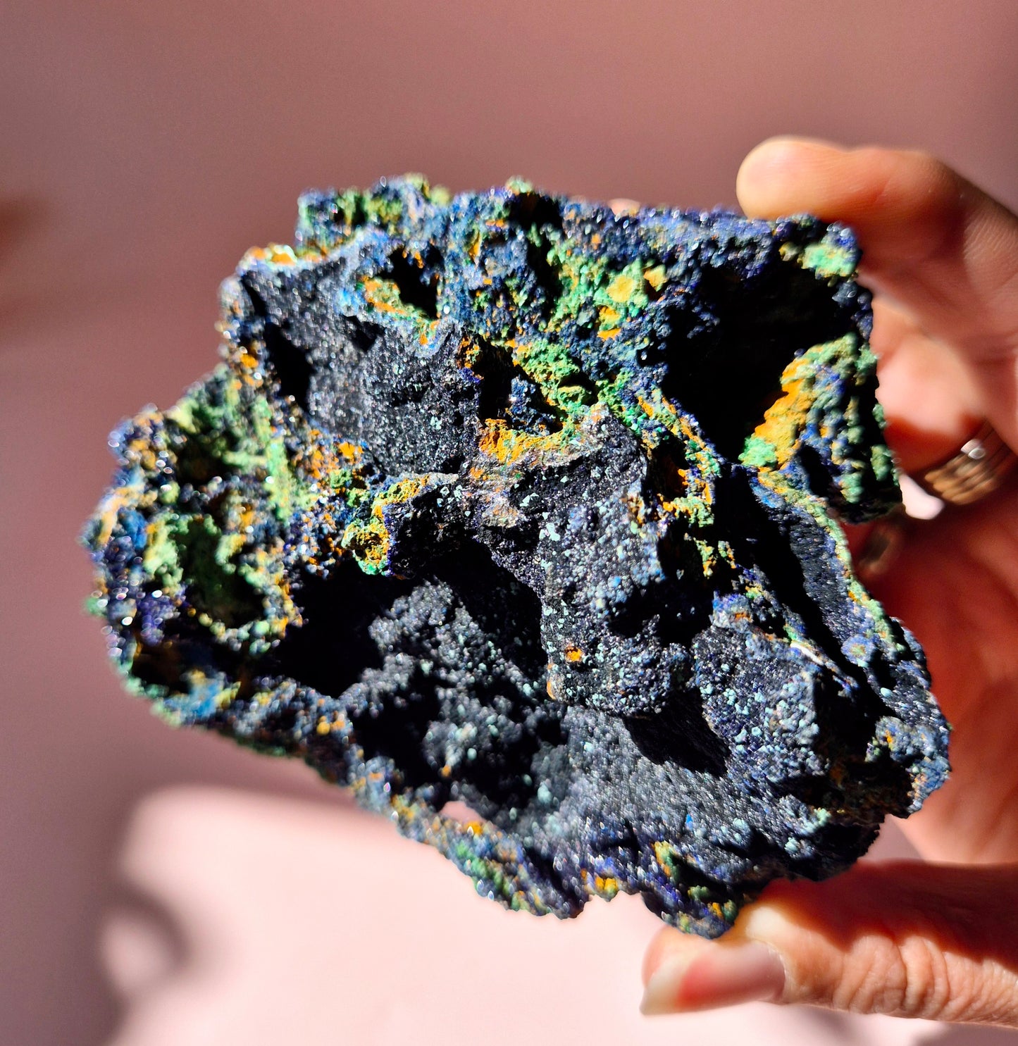 XL Druzy Zeldzame Azuriet-Malachiet Ruwe Schitterende Edelsteen #10 360gram – Sprankelende Natuurlijke Kracht