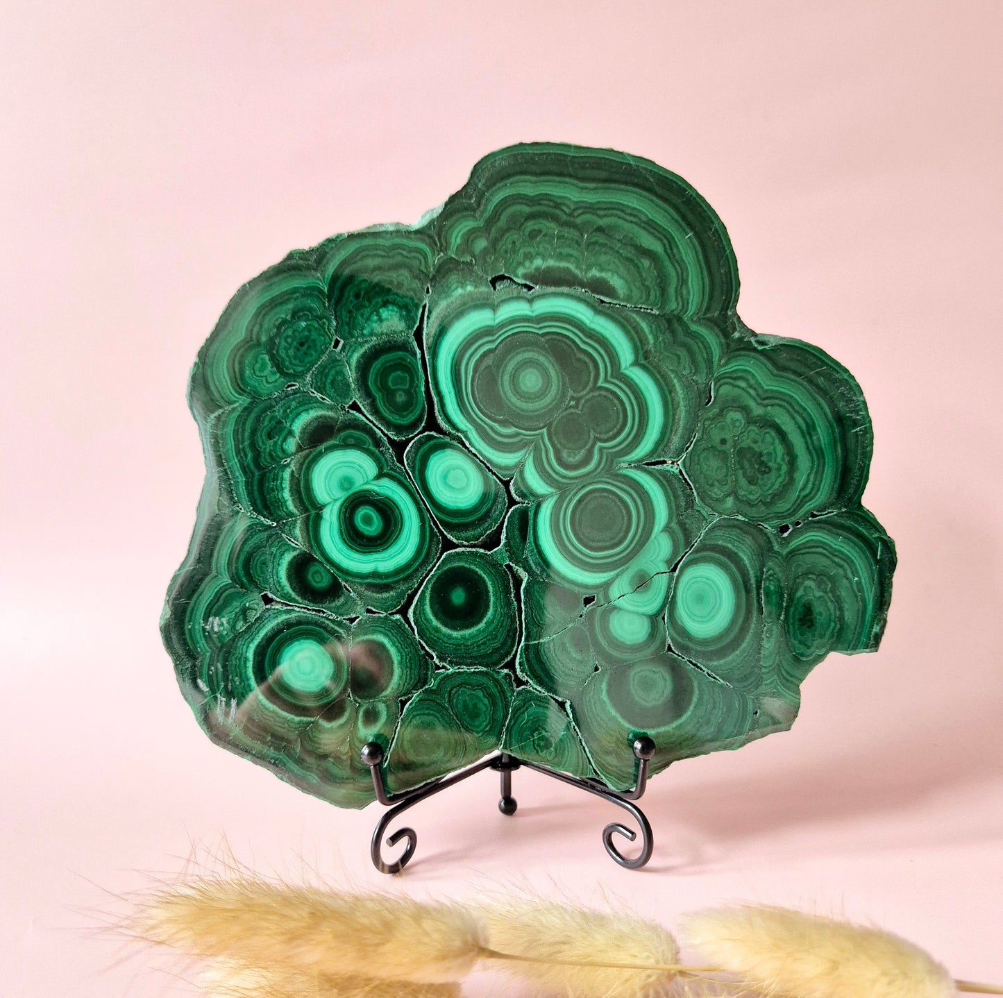Gemstone Chrysocolla/Malachite Slab 600 g (14 x 13 cm) – Statement Piece with Spiritual Depth