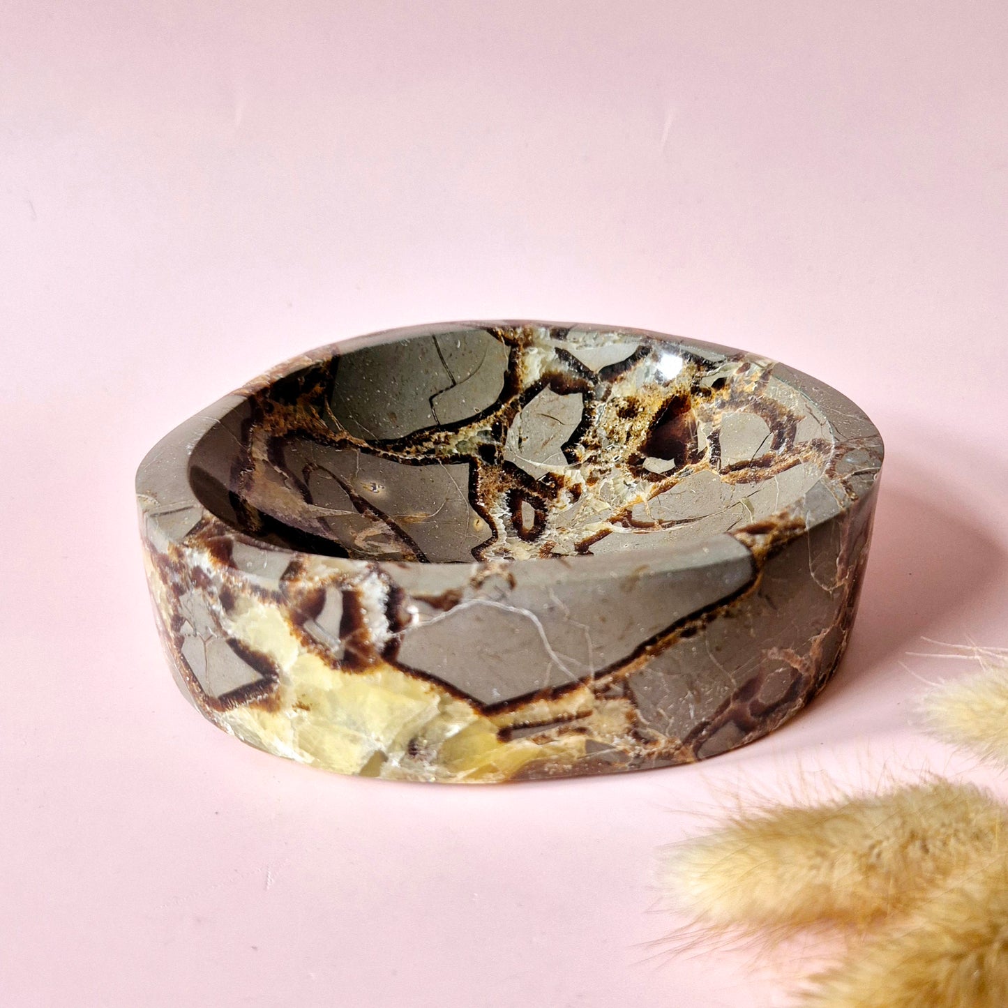 Cherry Blossom Agate Gemstone Heart Shaped Bowl (approx. 5 cm) – Love, Growth & Harmony