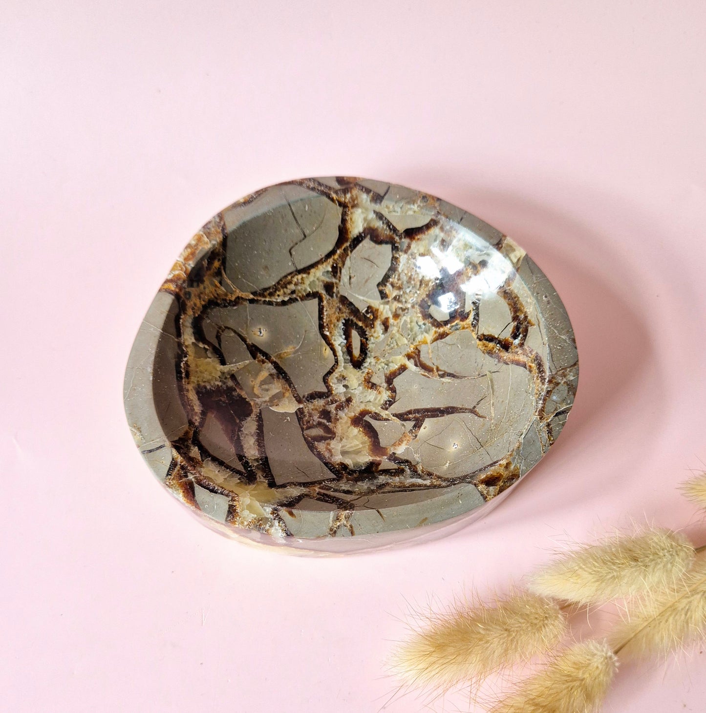 Cherry Blossom Agate Gemstone Heart Shaped Bowl (approx. 5 cm) – Love, Growth & Harmony