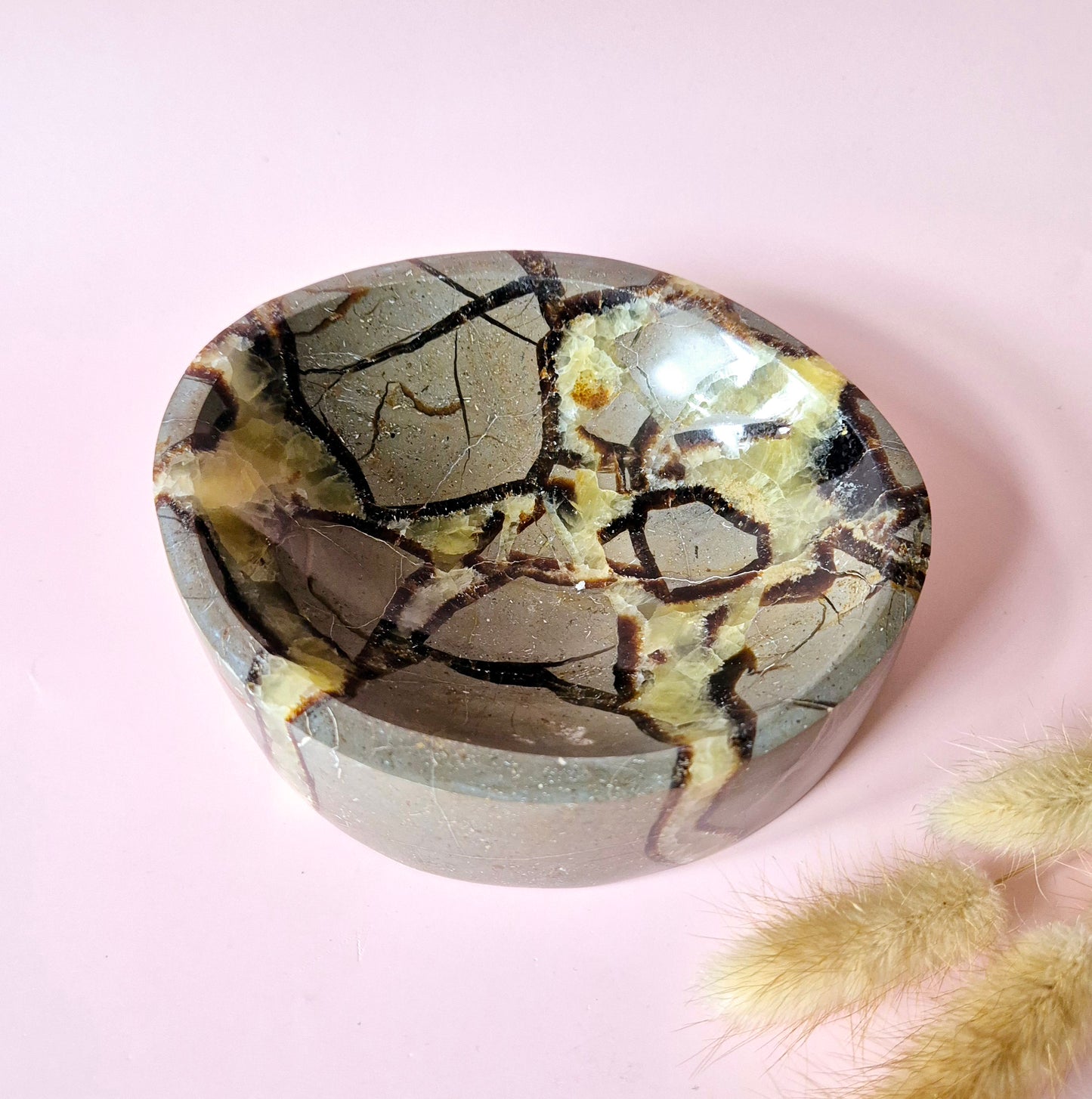 Cherry Blossom Agate Gemstone Heart Shaped Bowl (approx. 5 cm) – Love, Growth & Harmony
