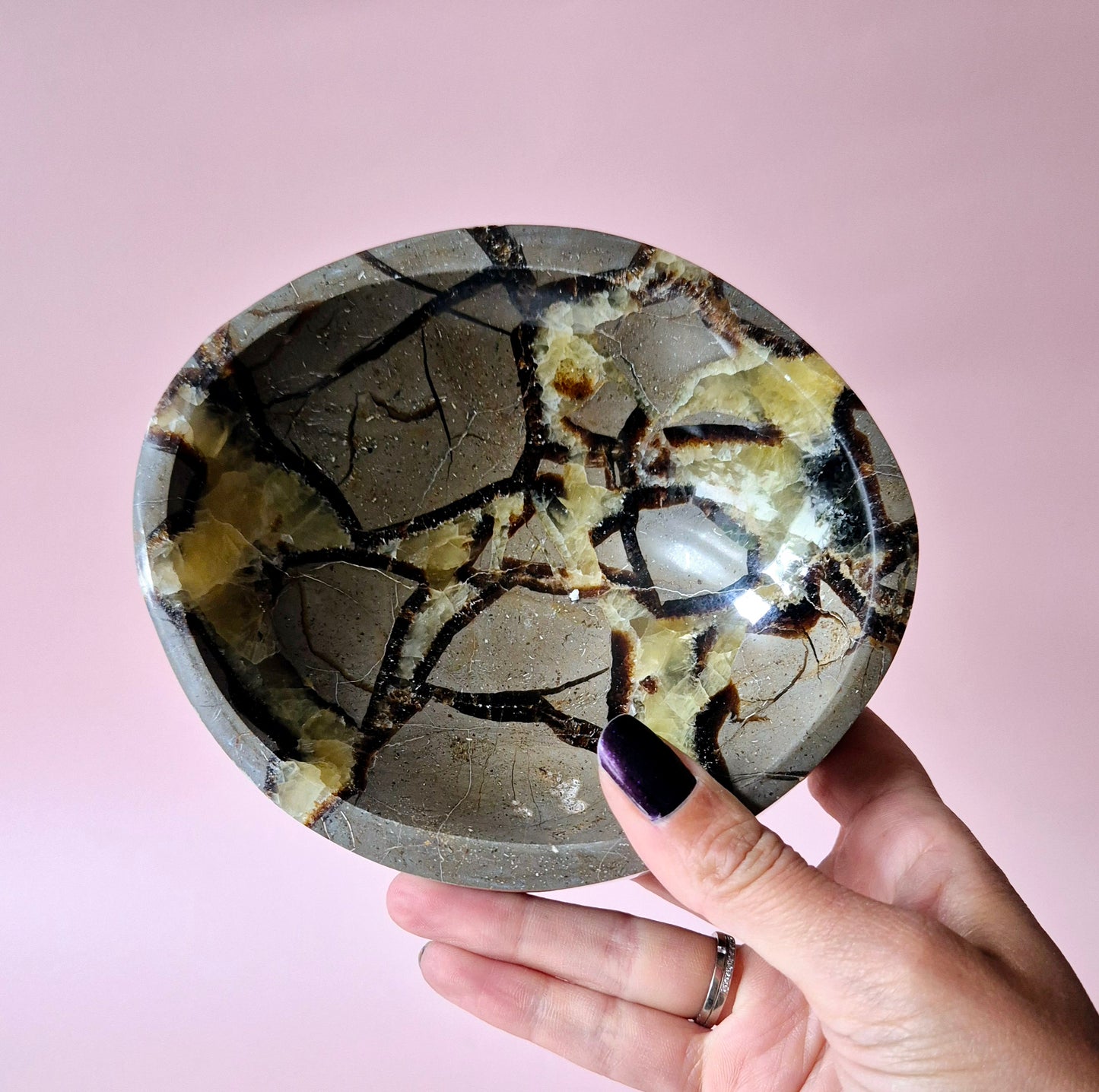 Cherry Blossom Agate Gemstone Heart Shaped Bowl (approx. 5 cm) – Love, Growth & Harmony
