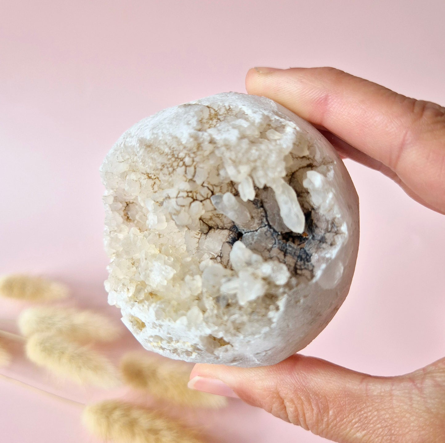 Crystal Gemstone Ball Moss Agate Druzy sphere 75mm, 600g
