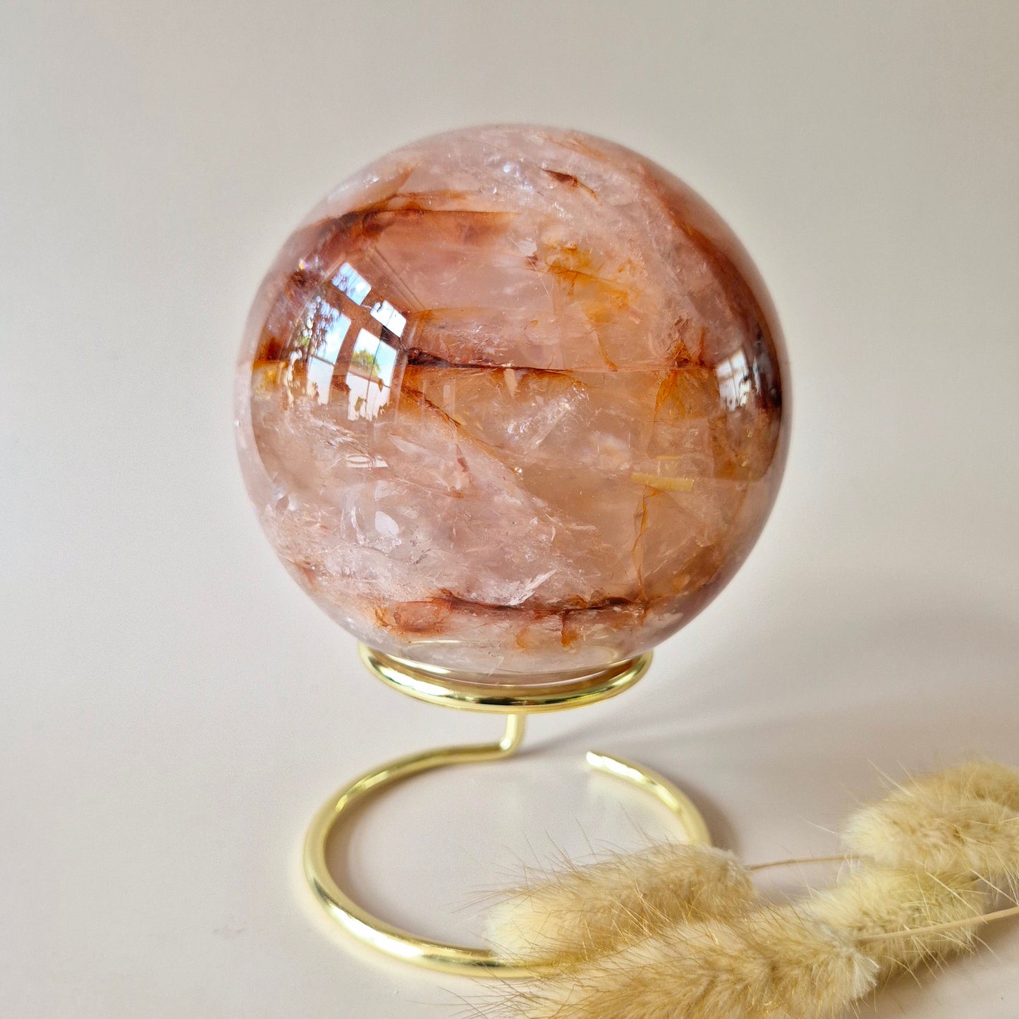XXL Fire Quartz Crystal Ball – 13-14 cm (3259 grams) Statement piece Hematoid Quartz Sphere