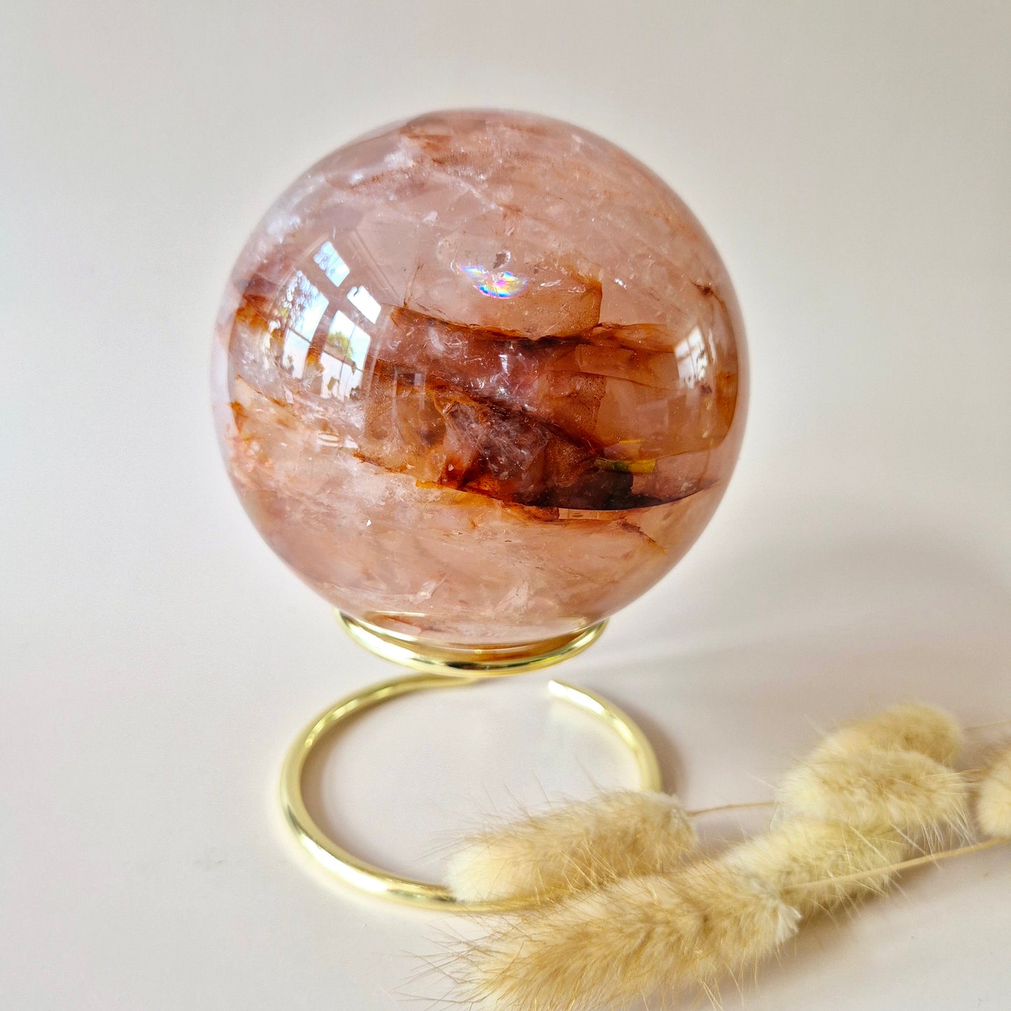 XXL Fire Quartz Crystal Ball – 13-14 cm (3259 grams) Statement piece Hematoid Quartz Sphere