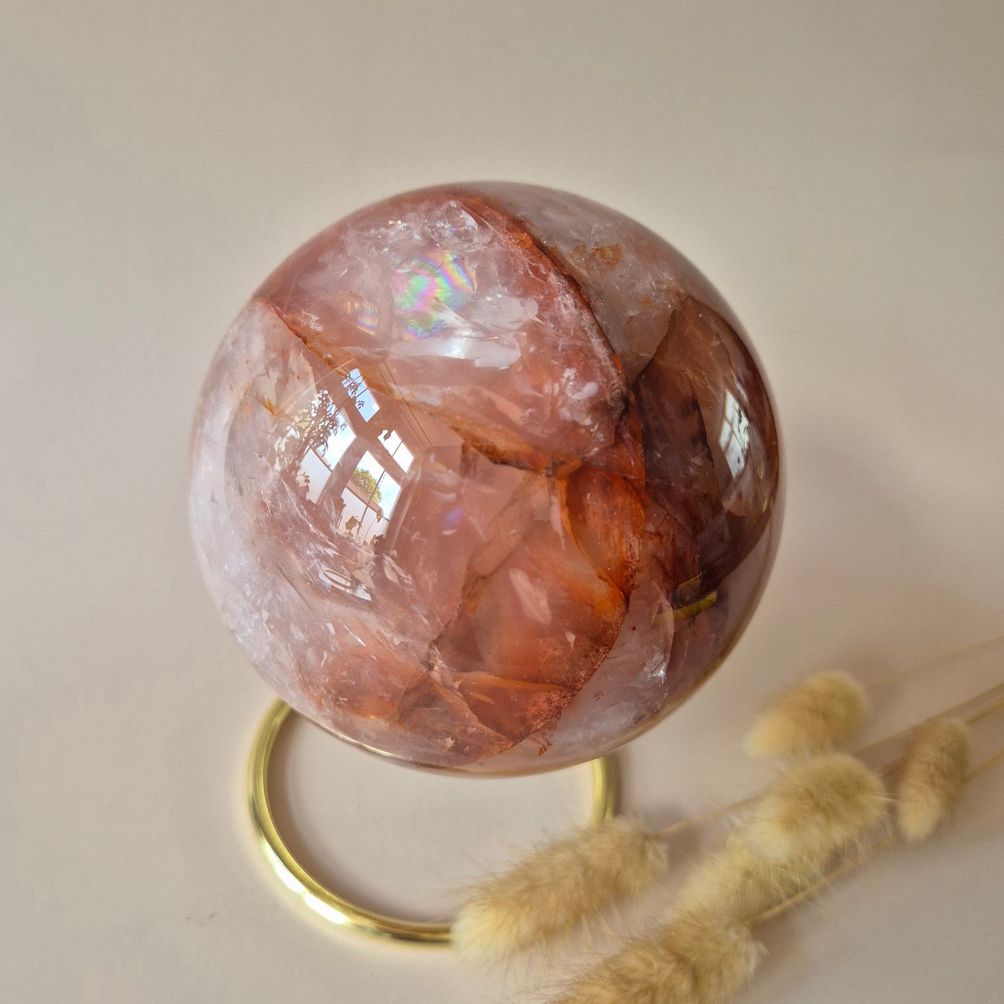 XXL Fire Quartz Crystal Ball – 13-14 cm (3259 grams) Statement piece Hematoid Quartz Sphere