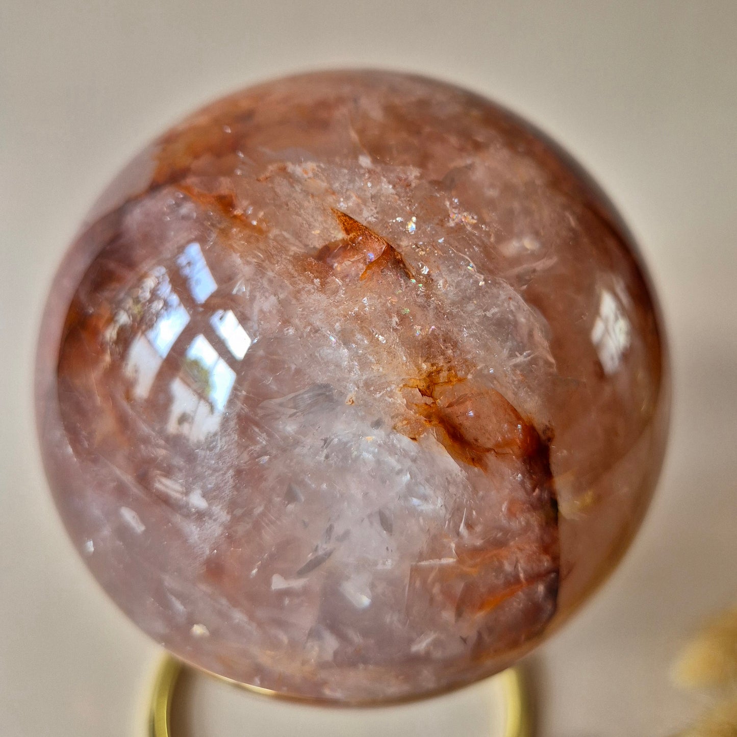 XXL Fire Quartz Crystal Ball – 13-14 cm (3259 grams) Statement piece Hematoid Quartz Sphere