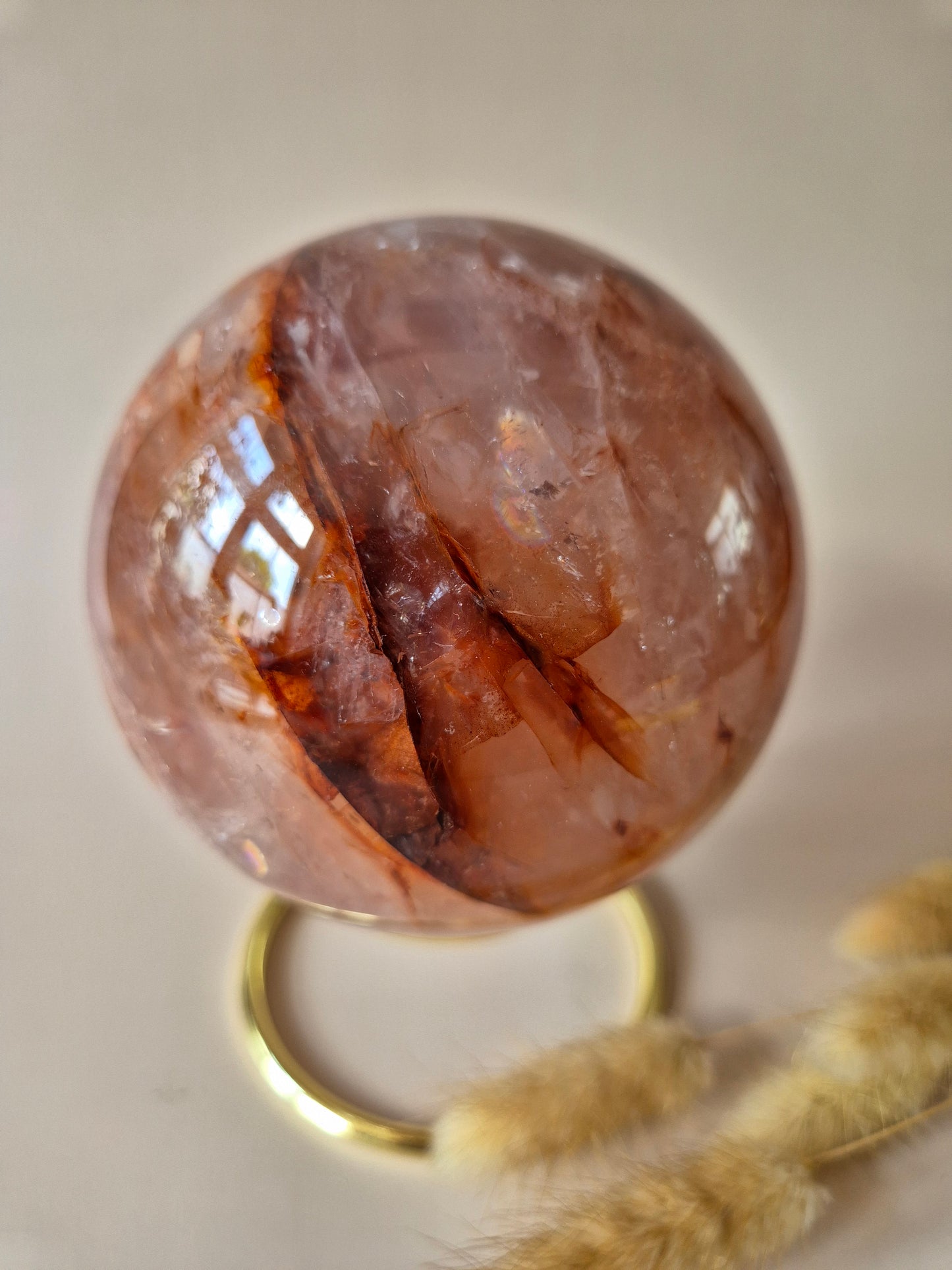 XXL Fire Quartz Crystal Ball – 13-14 cm (3259 grams) Statement piece Hematoid Quartz Sphere