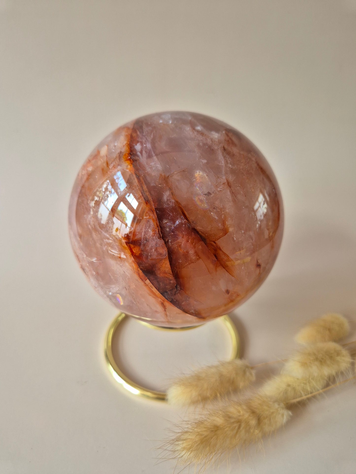 XXL Fire Quartz Crystal Ball – 13-14 cm (3259 grams) Statement piece Hematoid Quartz Sphere
