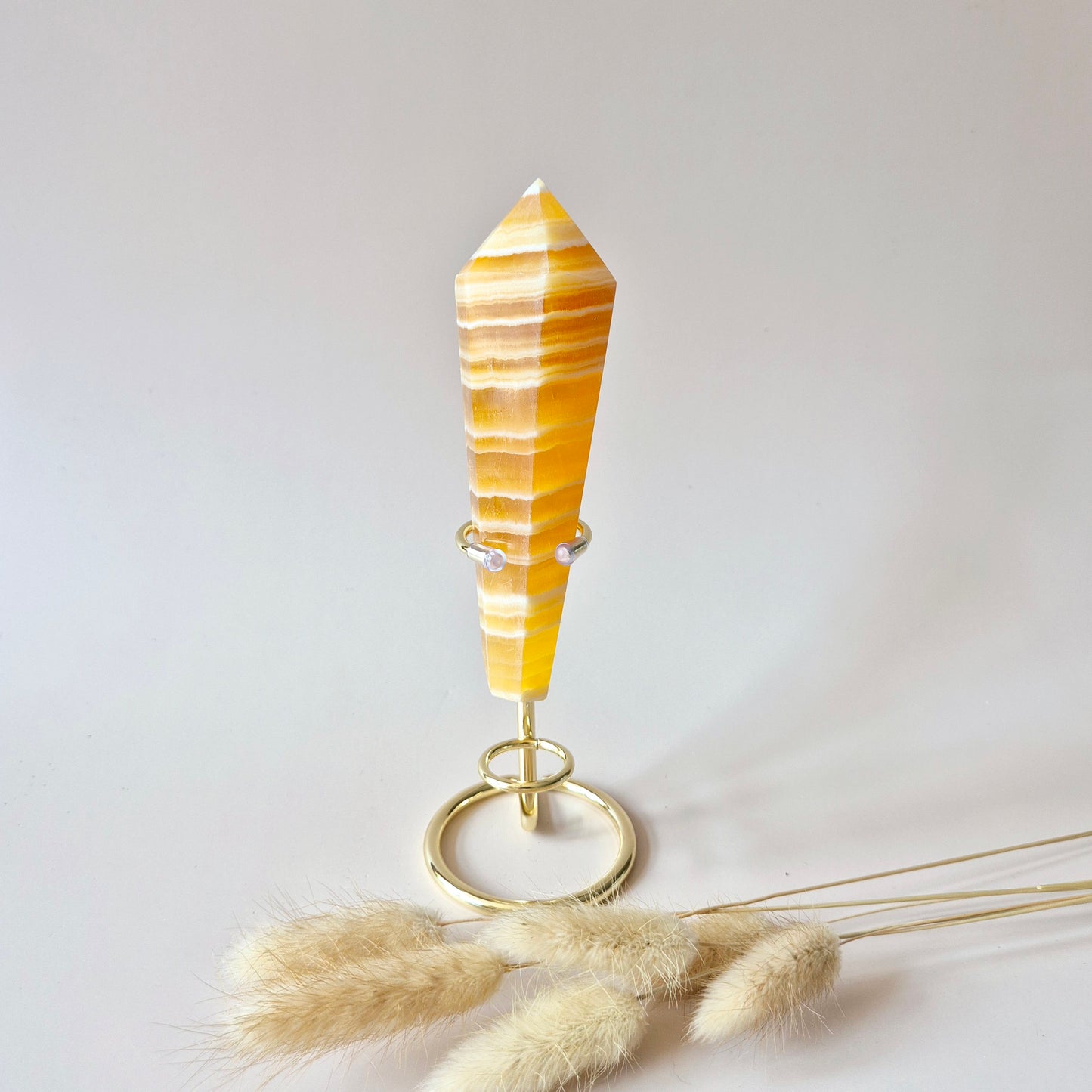 Edelsteen Gele Calciet Scepter op Standaard – 270 gram – Positiviteit, Focus & Zelfvertrouwen