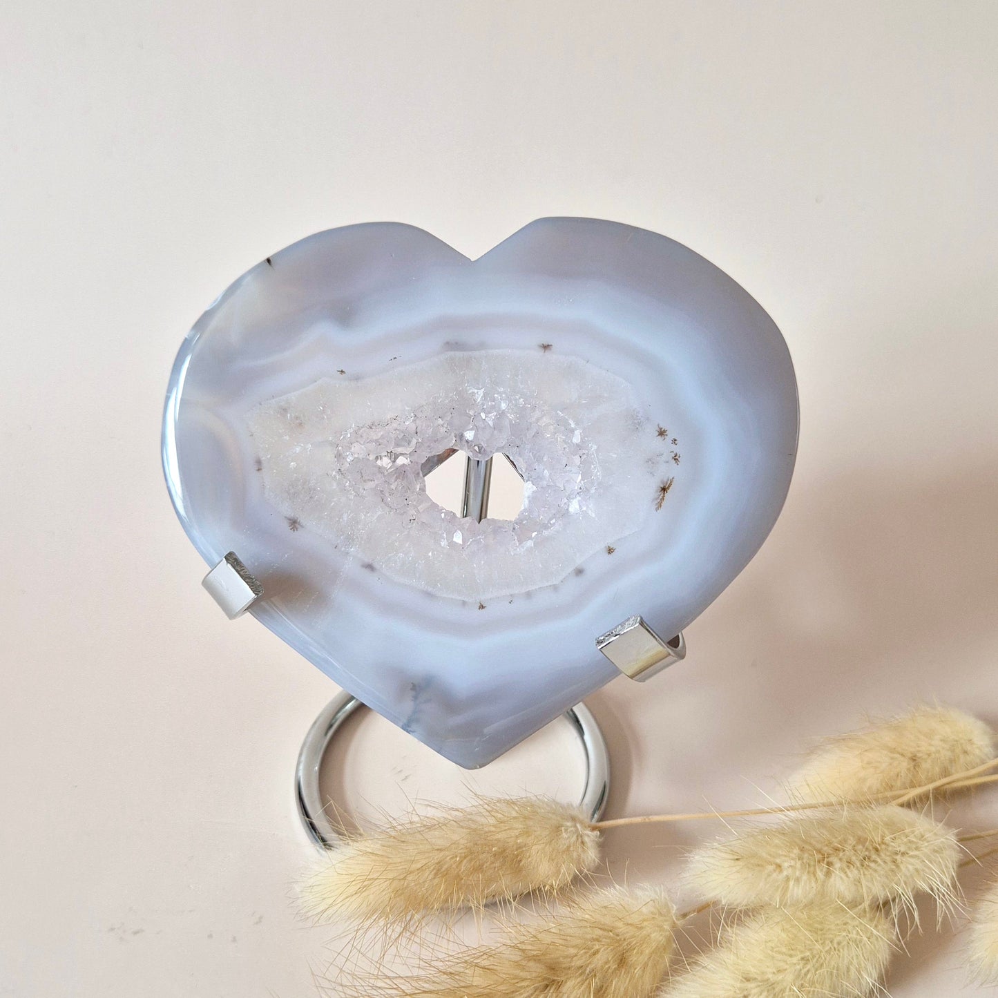 XL Druzy Grijze Agaat Edelsteen Hart – Inclusief Standaard - #28 186g 10cm