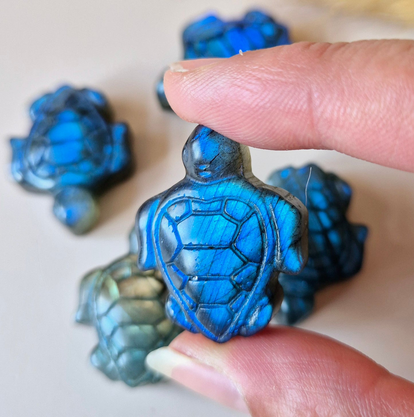 Labradoriet Schildpad – Edelsteen Carving (3cm)