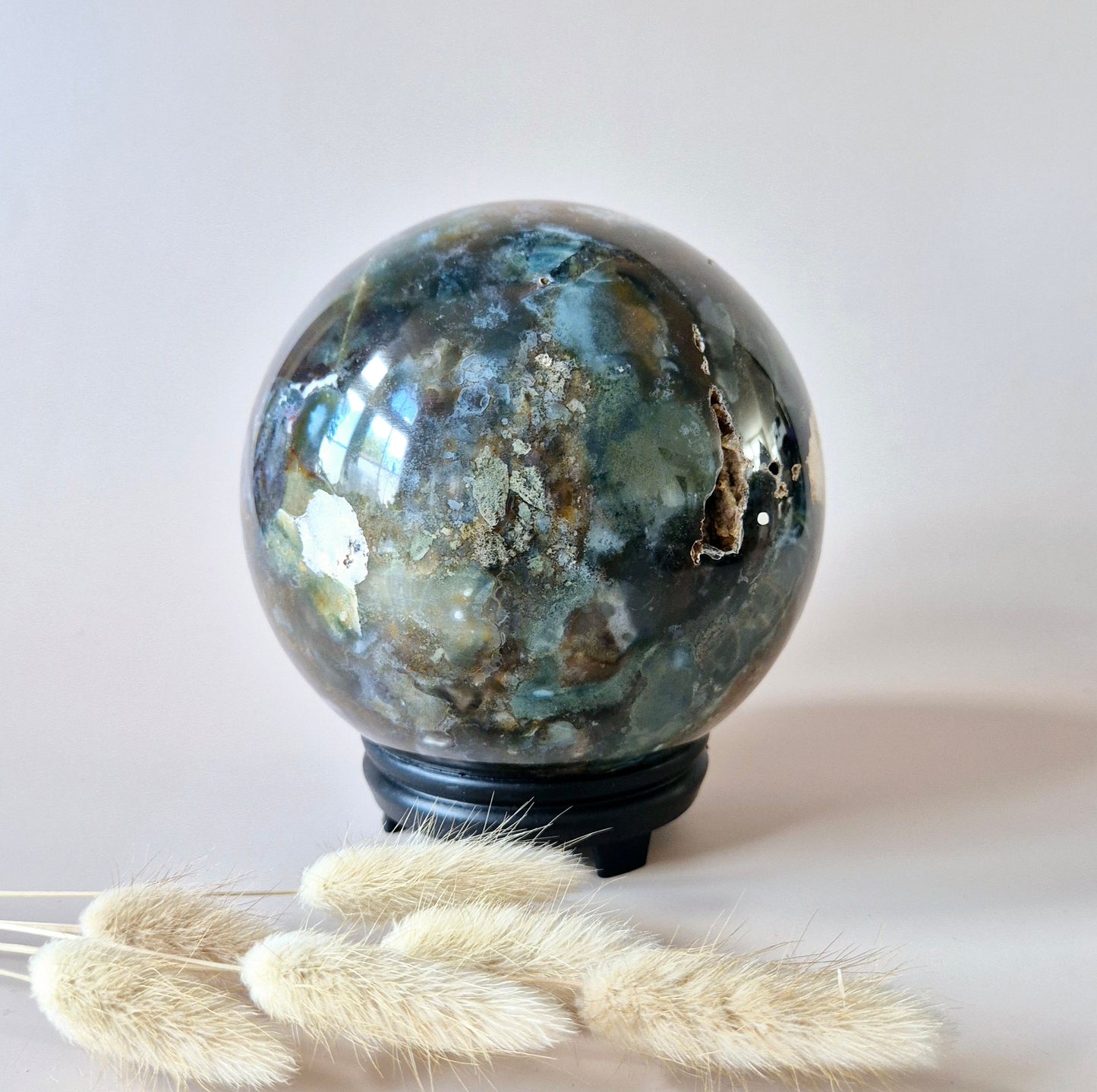 Kristall Edelstein Kugel Moosachat Druzy Kugel 90mm 971g