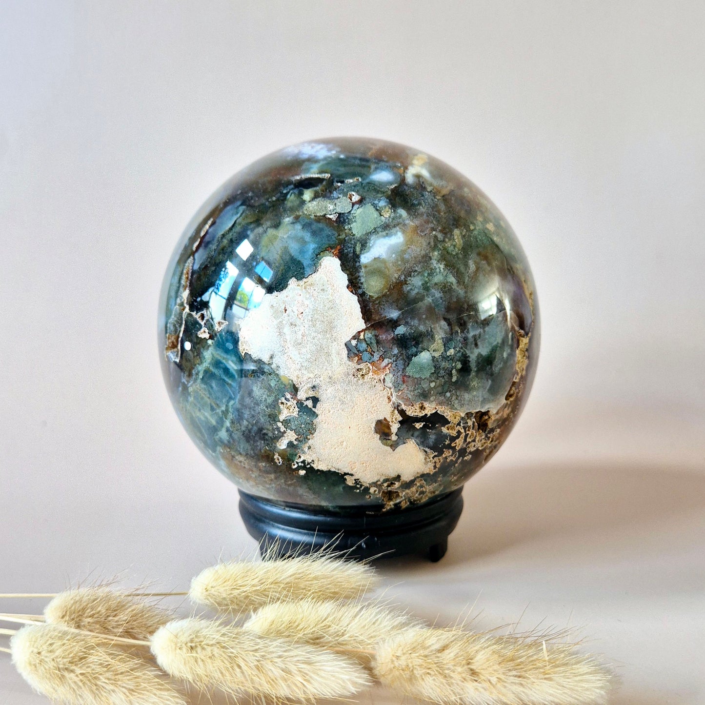 Kristall Edelstein Kugel Moosachat Druzy Kugel 90mm 971g