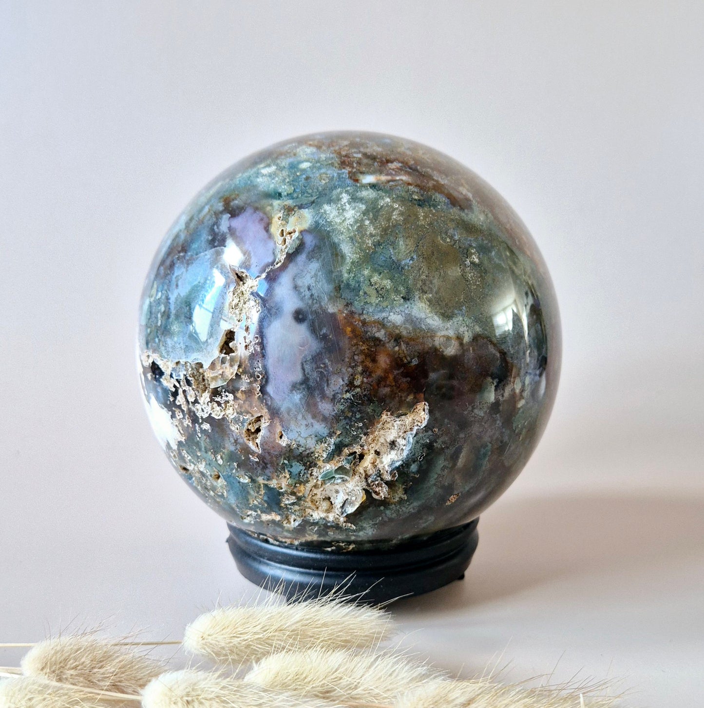Kristall Edelstein Kugel Moosachat Druzy Kugel 90mm 971g