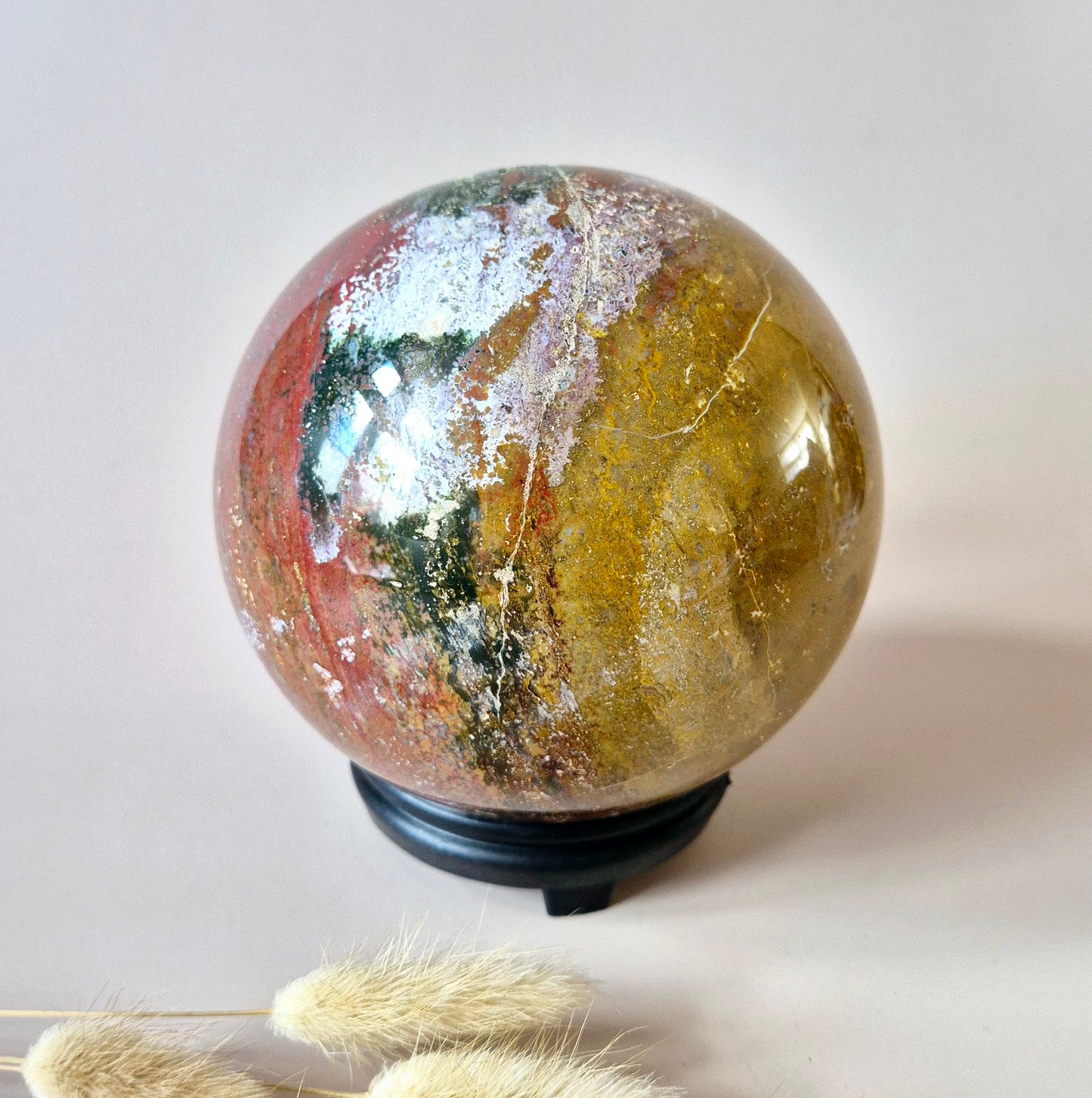 Crystal Gemstone Ball Moss Agate Druzy sphere 85mm - #1 834g