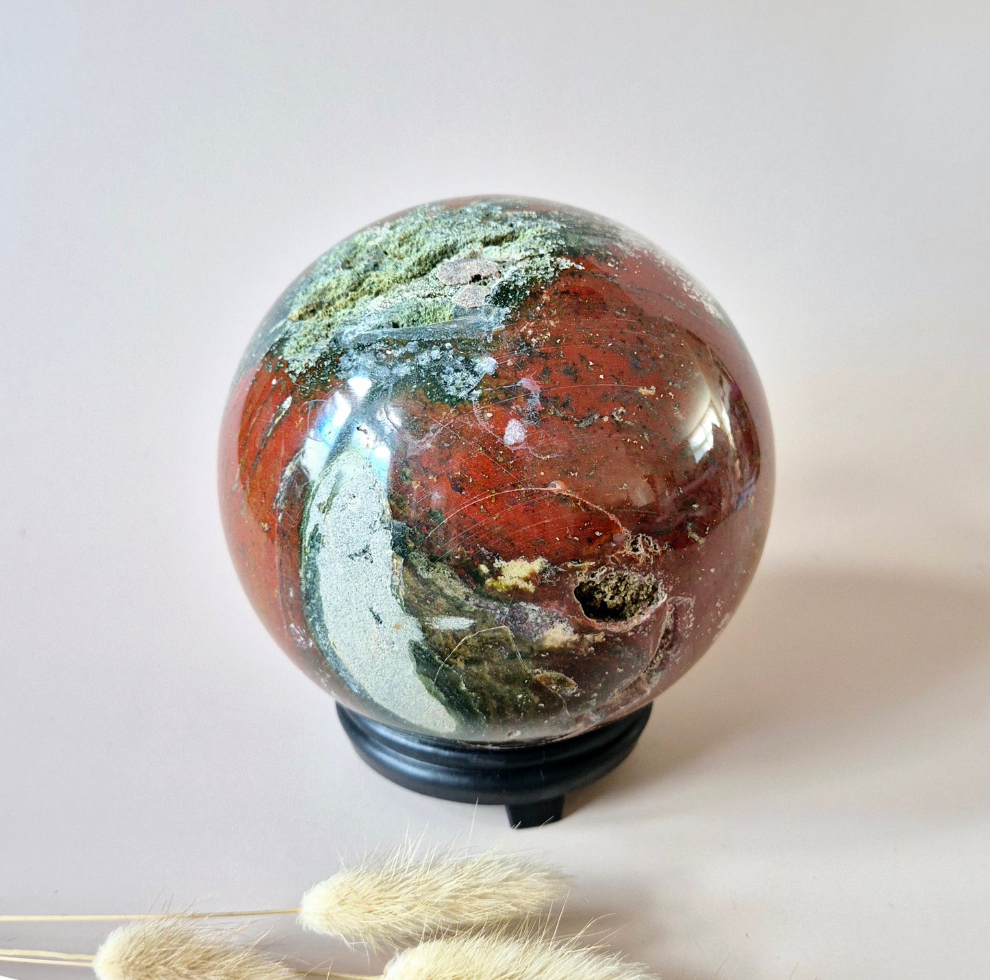 Crystal Gemstone Ball Moss Agate Druzy sphere 85mm - #1 834g