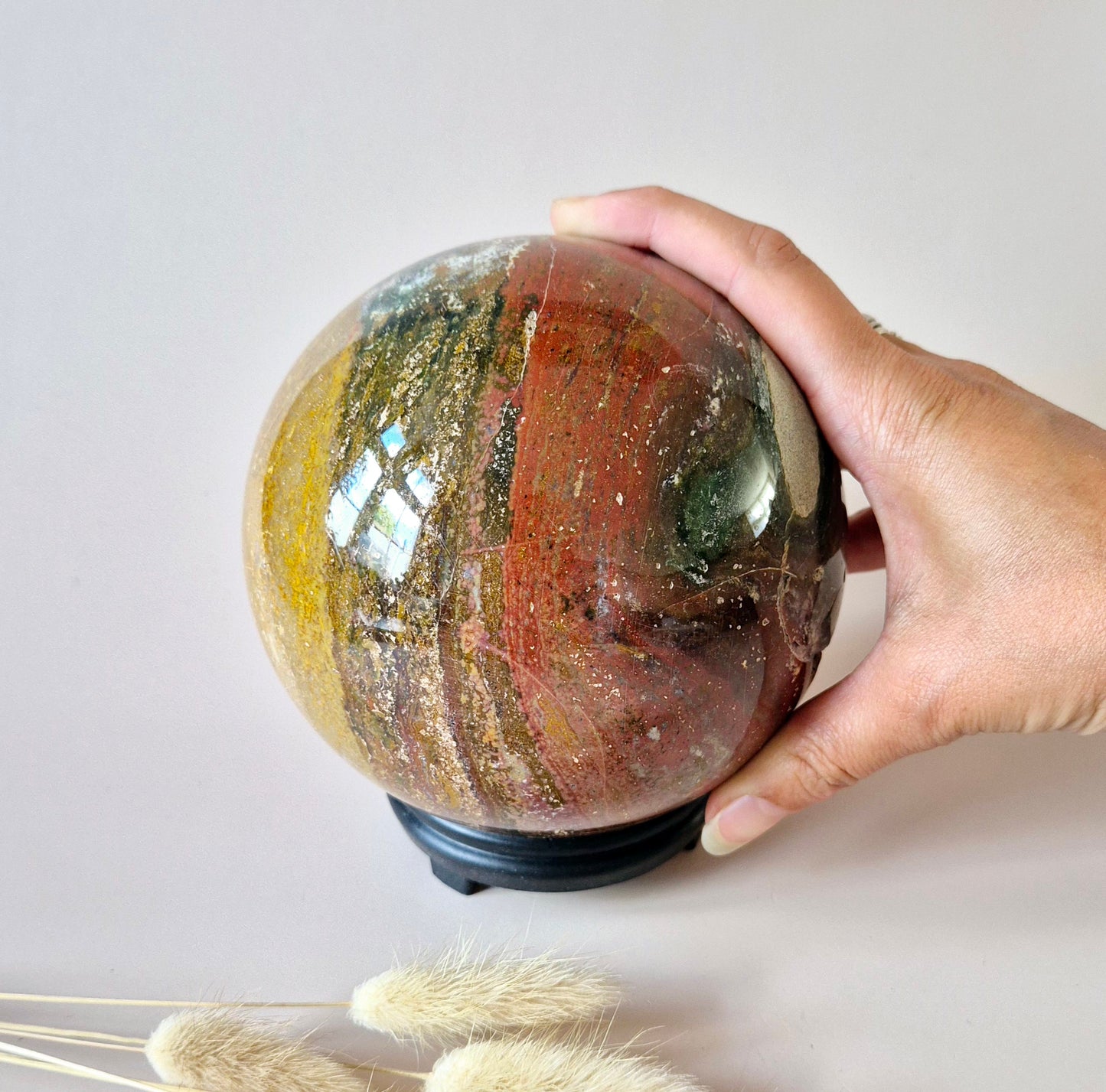 Crystal Gemstone Ball Moss Agate Druzy sphere 85mm - #1 834g