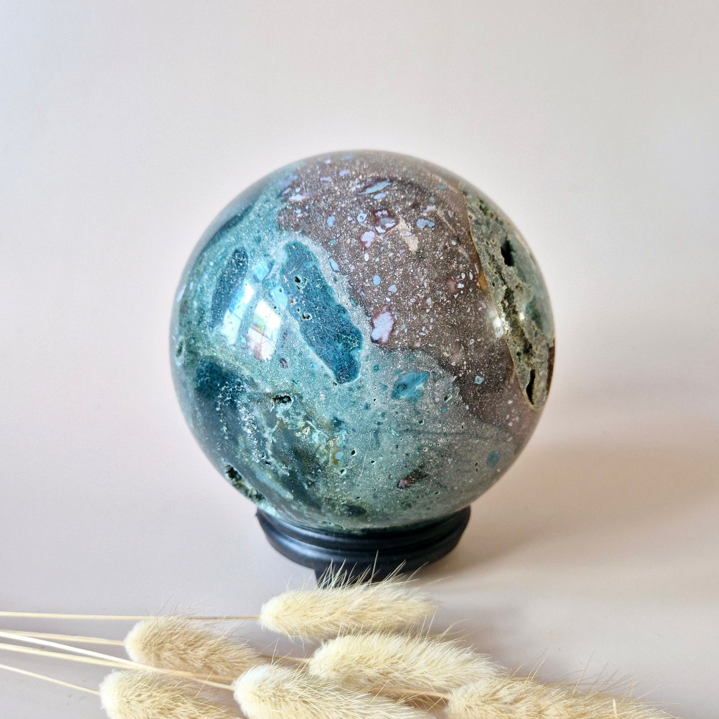 Crystal Gemstone Ball Moss Agate Druzy sphere 85mm - #1 834g