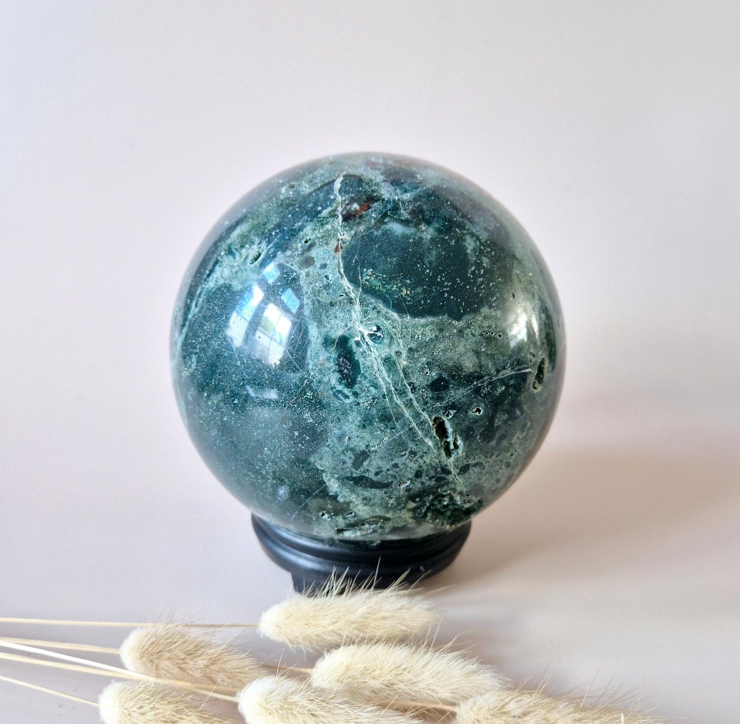 Crystal Gemstone Ball Moss Agate Druzy sphere 85mm - #1 834g