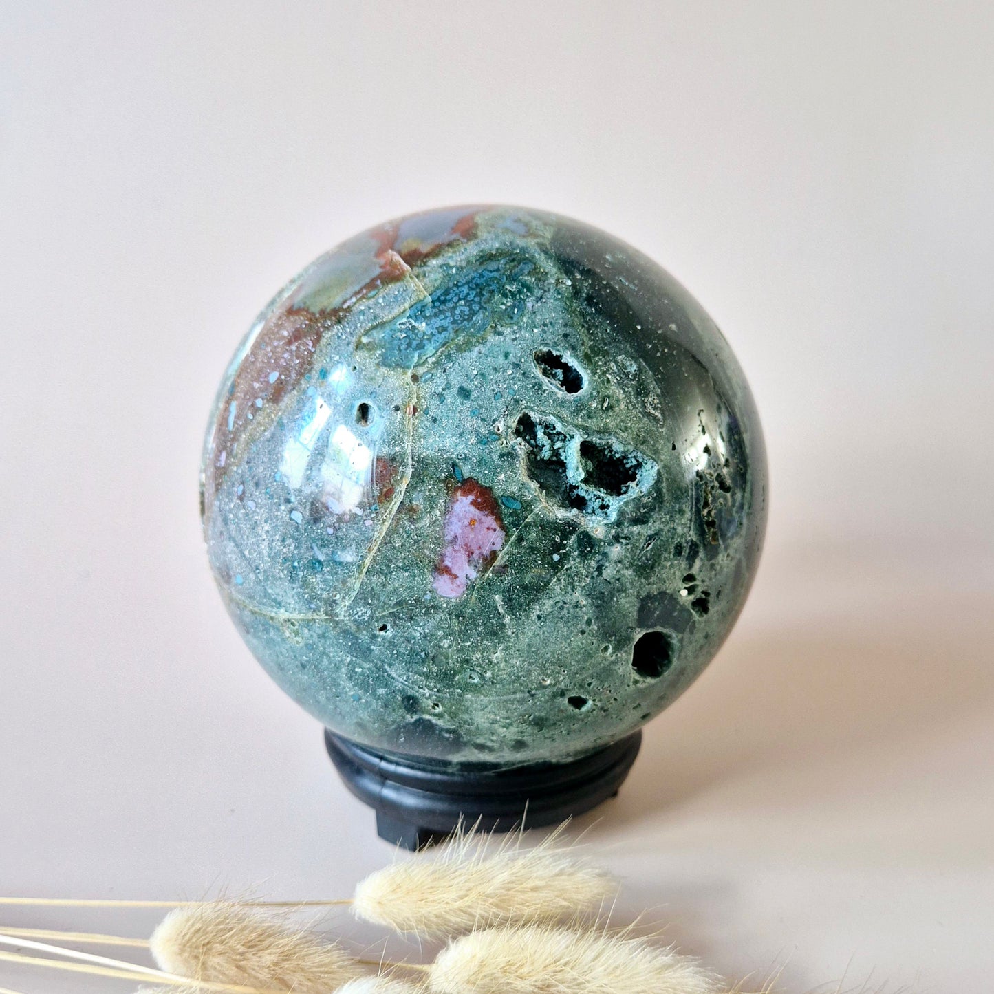 Crystal Gemstone Ball Moss Agate Druzy sphere 85mm - #1 834g