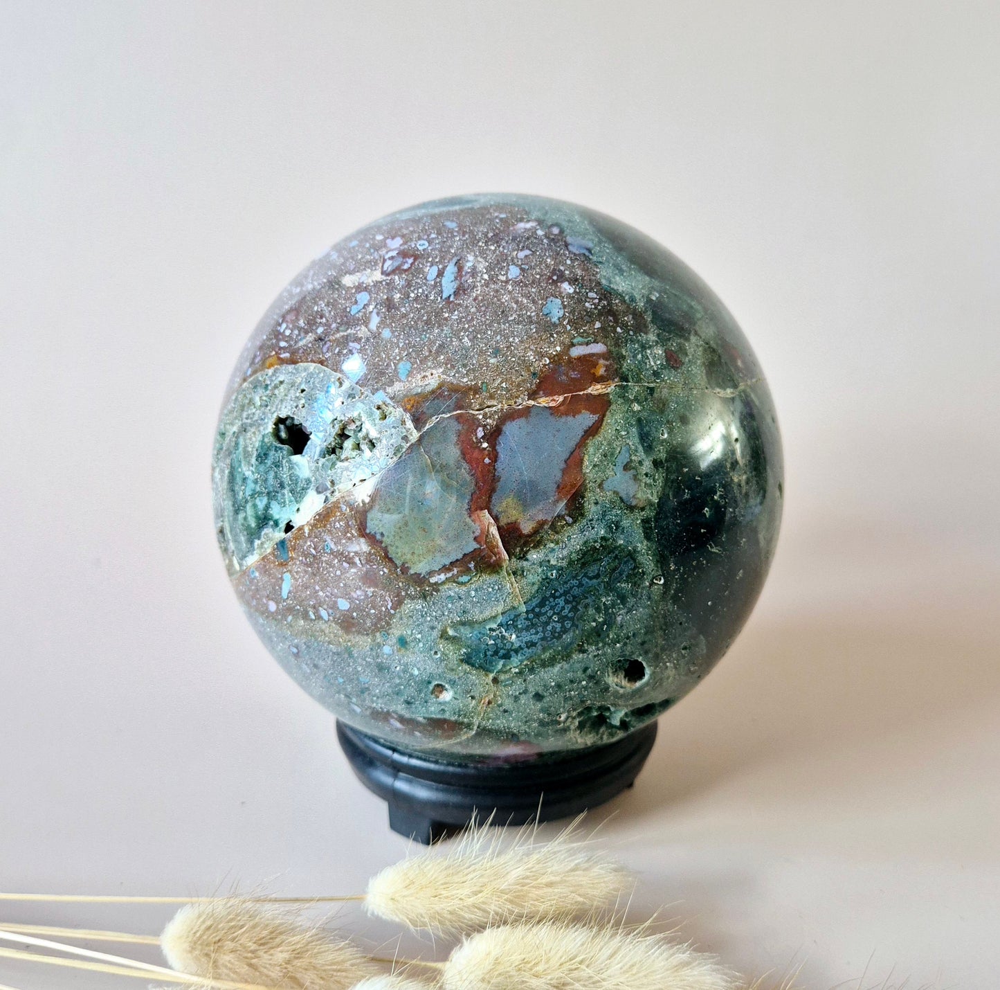 Crystal Gemstone Ball Moss Agate Druzy sphere 85mm - #1 834g