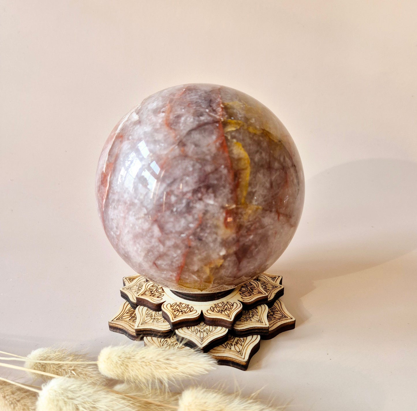 XXL Fire Quartz Crystal Ball – 13-14 cm (3259 grams) Statement piece Hematoid Quartz Sphere