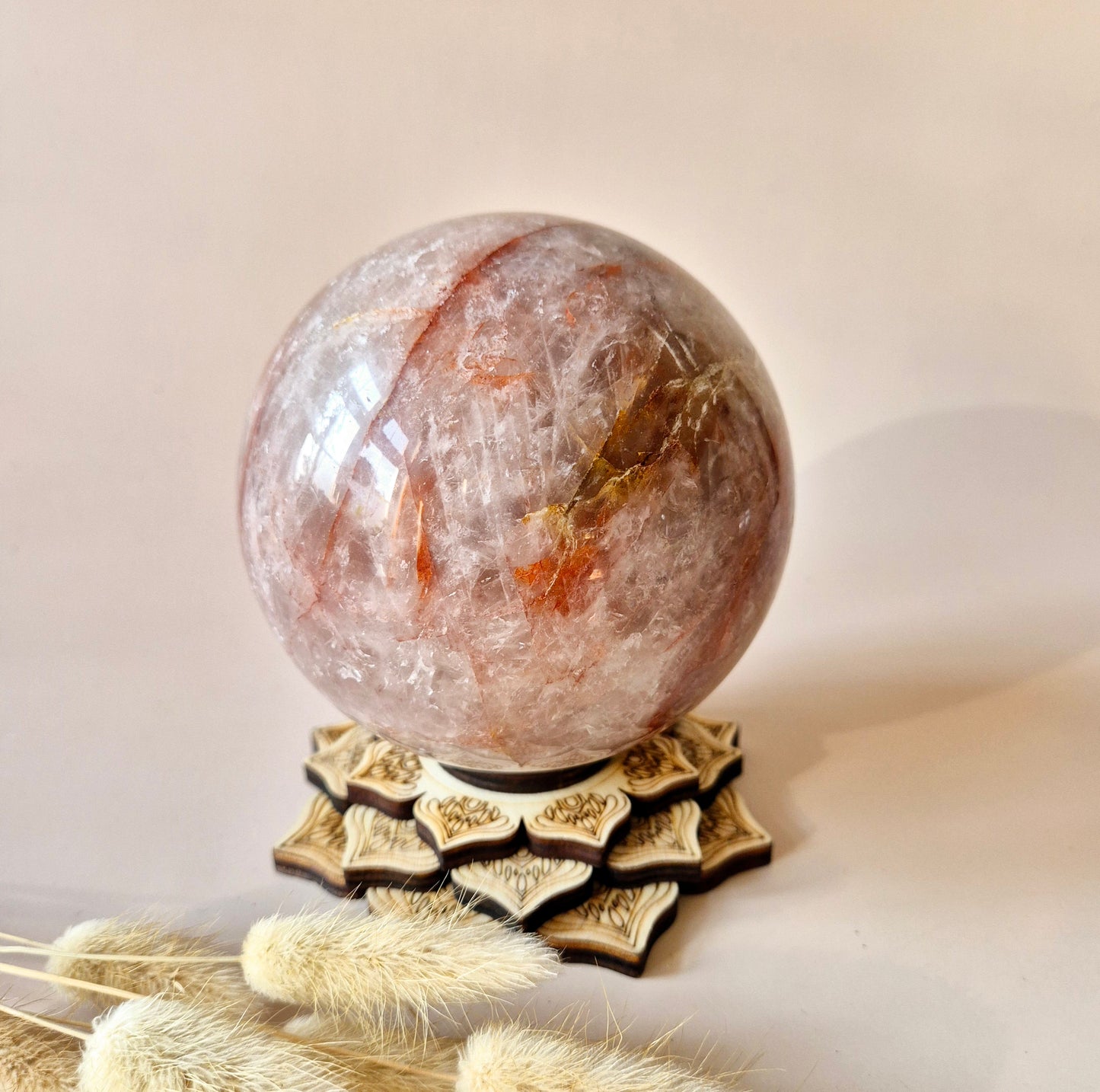XXL Fire Quartz Crystal Ball – 13-14 cm (3259 grams) Statement piece Hematoid Quartz Sphere